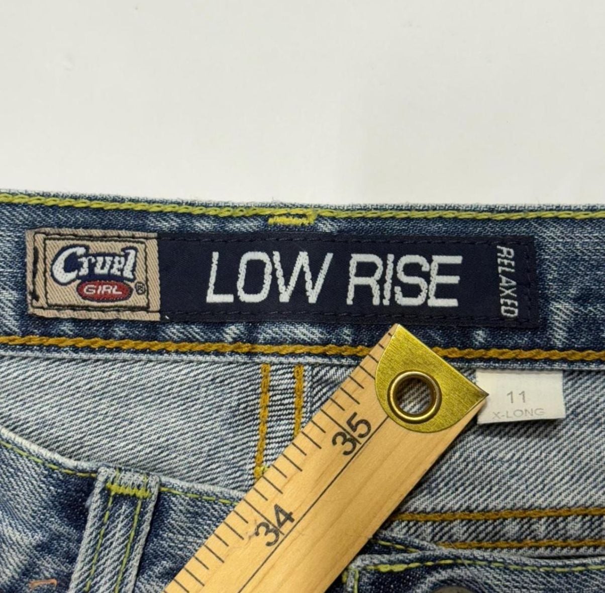 Cruel Girl Low Rise Relaxed Jeans Size 11 X-Long Blue Denim Bootcut 4