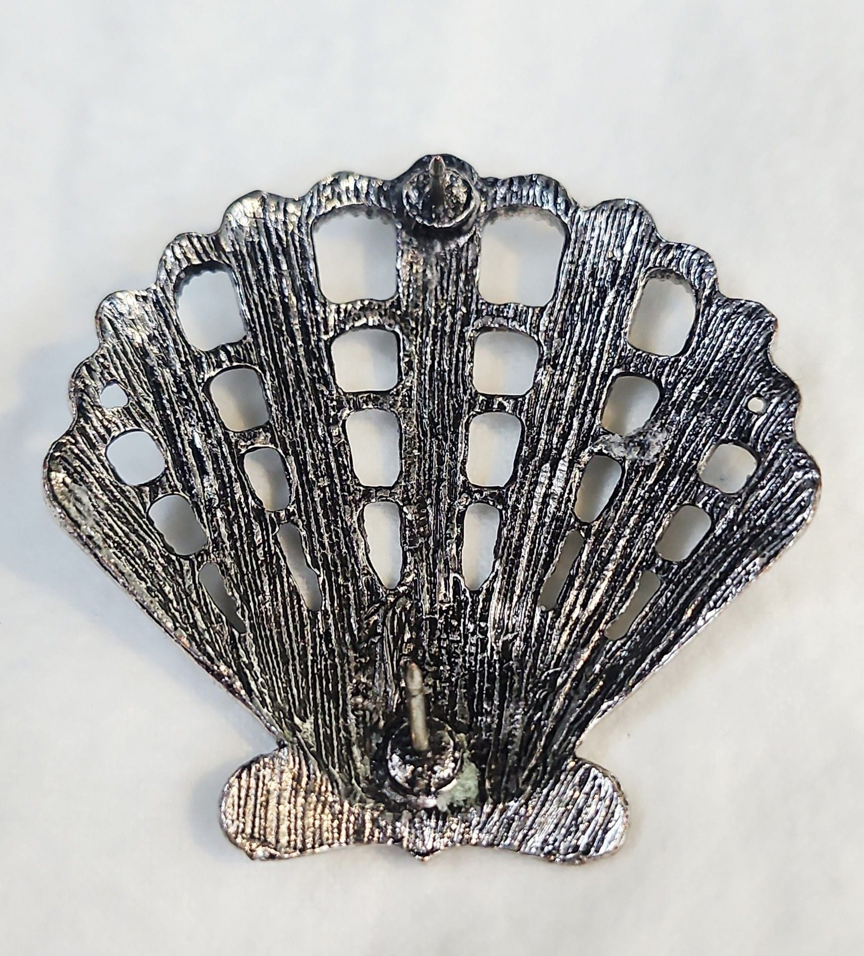 Vintage Rhinestone Seashell Brooch Pin 5
