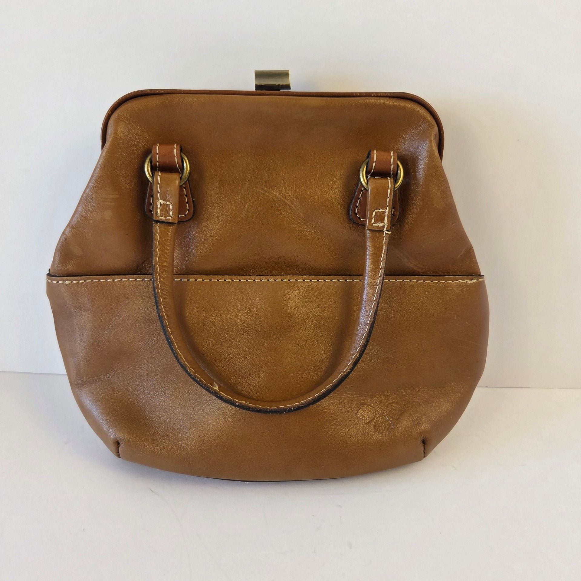 Patricia Nash Gracchi Tooled Leather Frame Satchel Bag Florence Tan Pre-owned 3