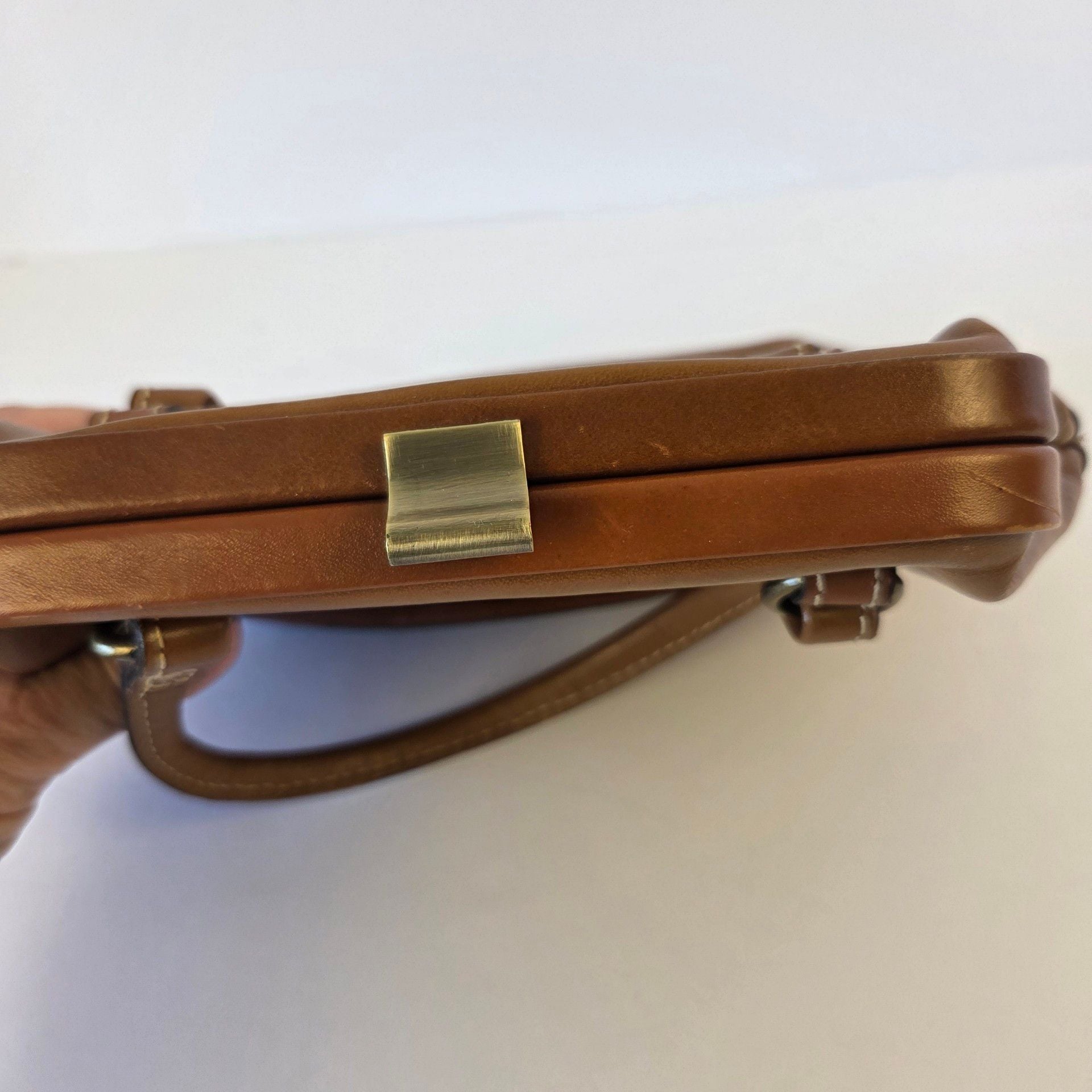 Patricia Nash Gracchi Tooled Leather Frame Satchel Bag Florence Tan Pre-owned 6
