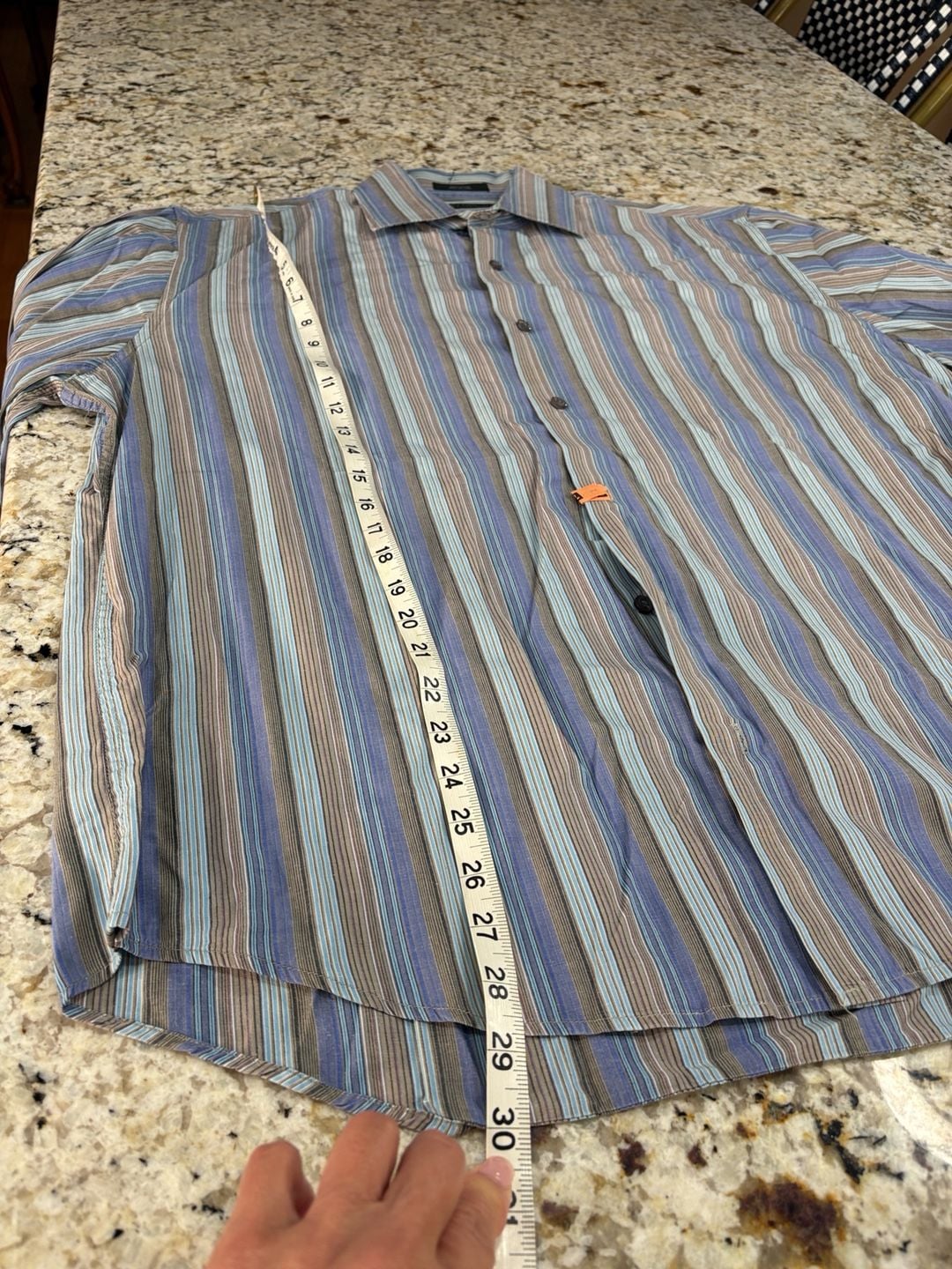 Henry Grethel Design Striped Button Down Shirt XL Blue Brown Cotton 5