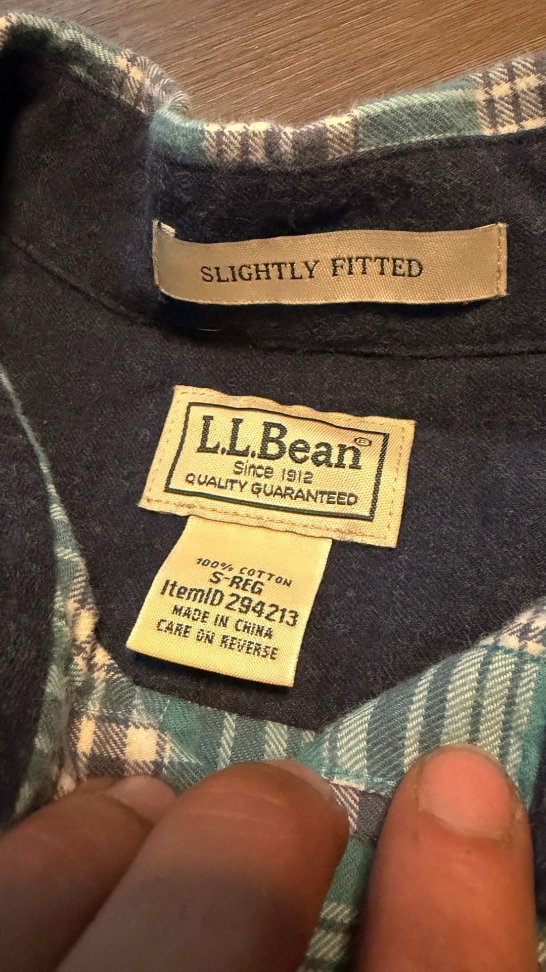 L.L. Bean Plaid Flannel Shirt S-Reg Blue Teal Cotton Long Sleeve 5
