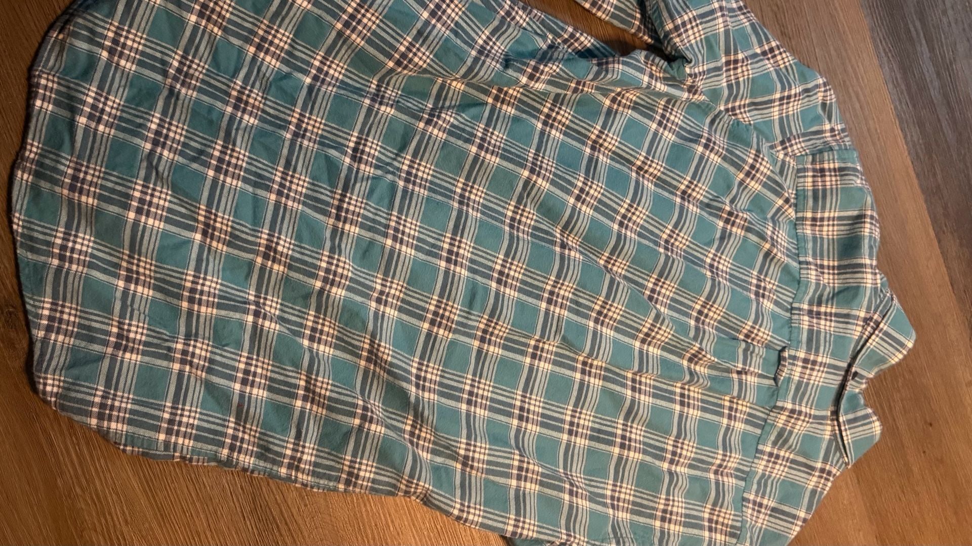 L.L. Bean Plaid Flannel Shirt S-Reg Blue Teal Cotton Long Sleeve 7