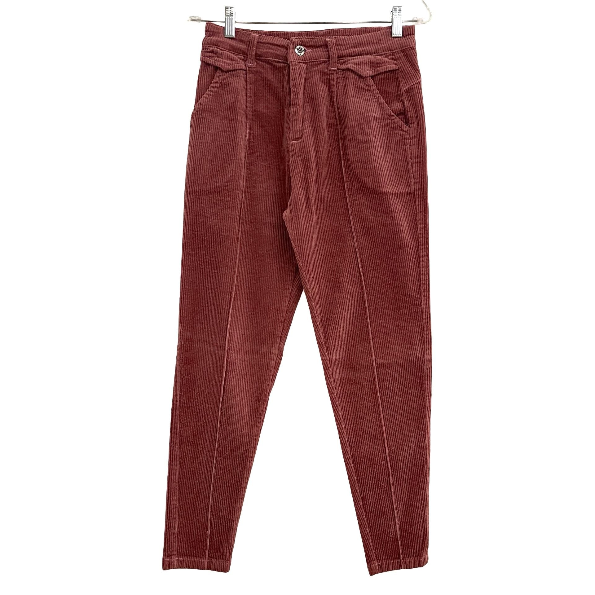 Shunxin Corduroy Pants Size 26 Dark Pink Pleated Trousers 3