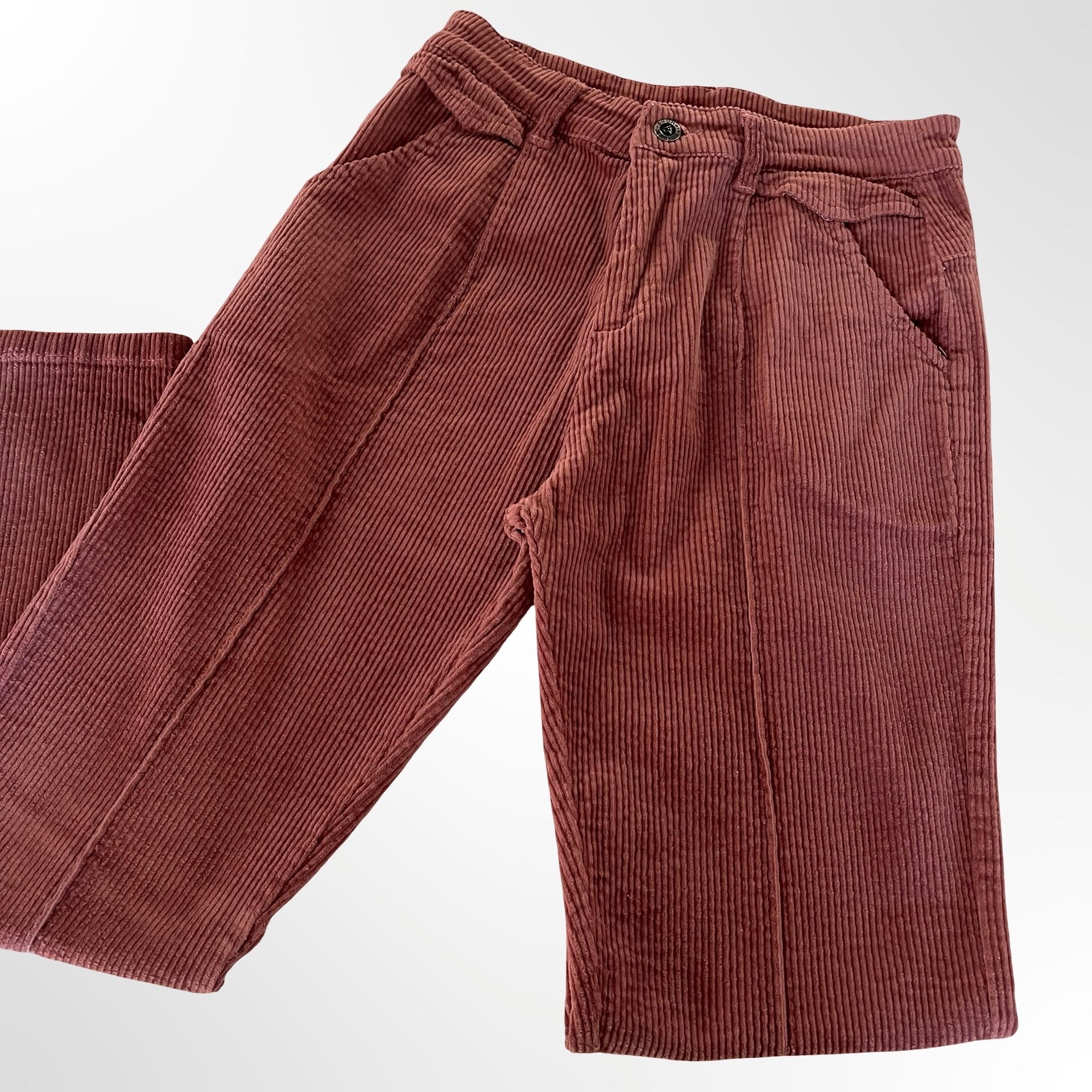 Shunxin Corduroy Pants Size 26 Dark Pink Pleated Trousers 5