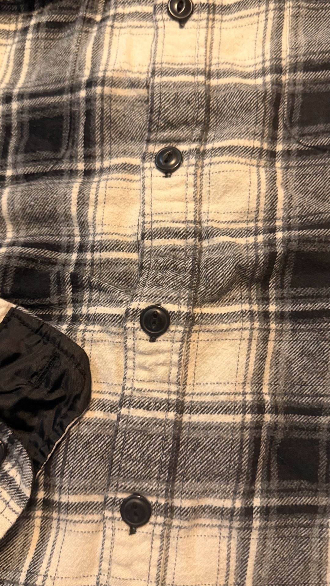 Field & Stream Plaid Flannel Shirt Size M Black White Cotton Lined 4
