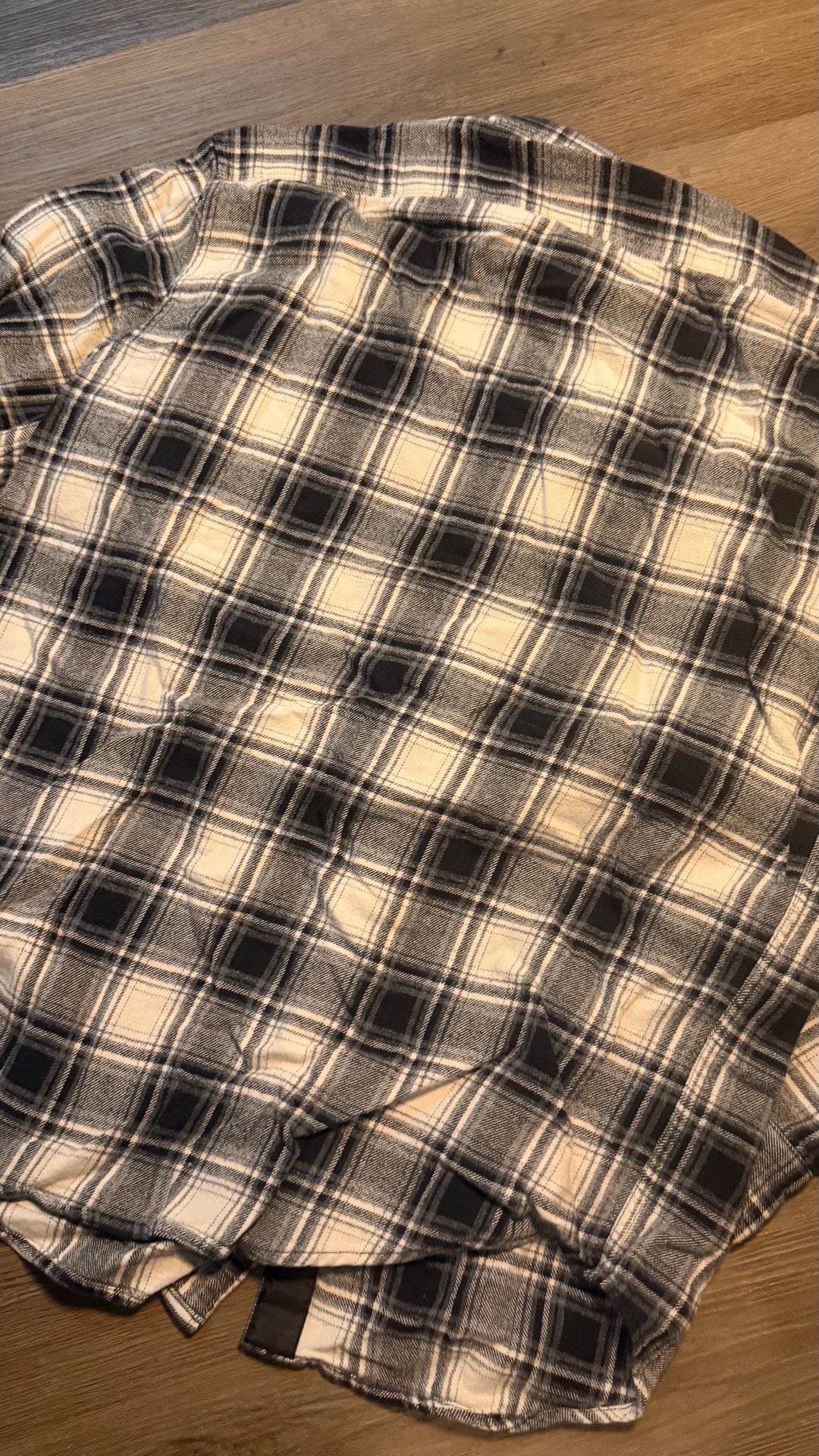 Field & Stream Plaid Flannel Shirt Size M Black White Cotton Lined 5