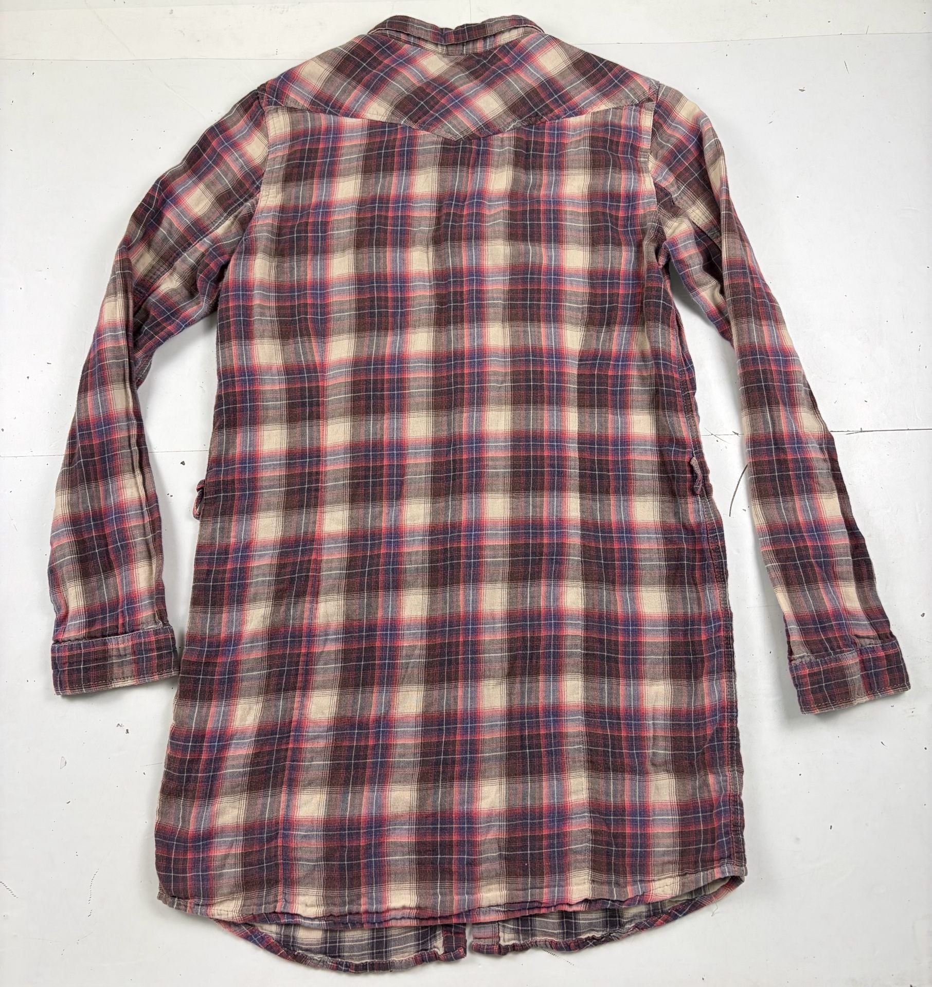 Diesel Plaid Button Down Long Sleeve Shirt Red Blue Cotton Size M (OF) 4