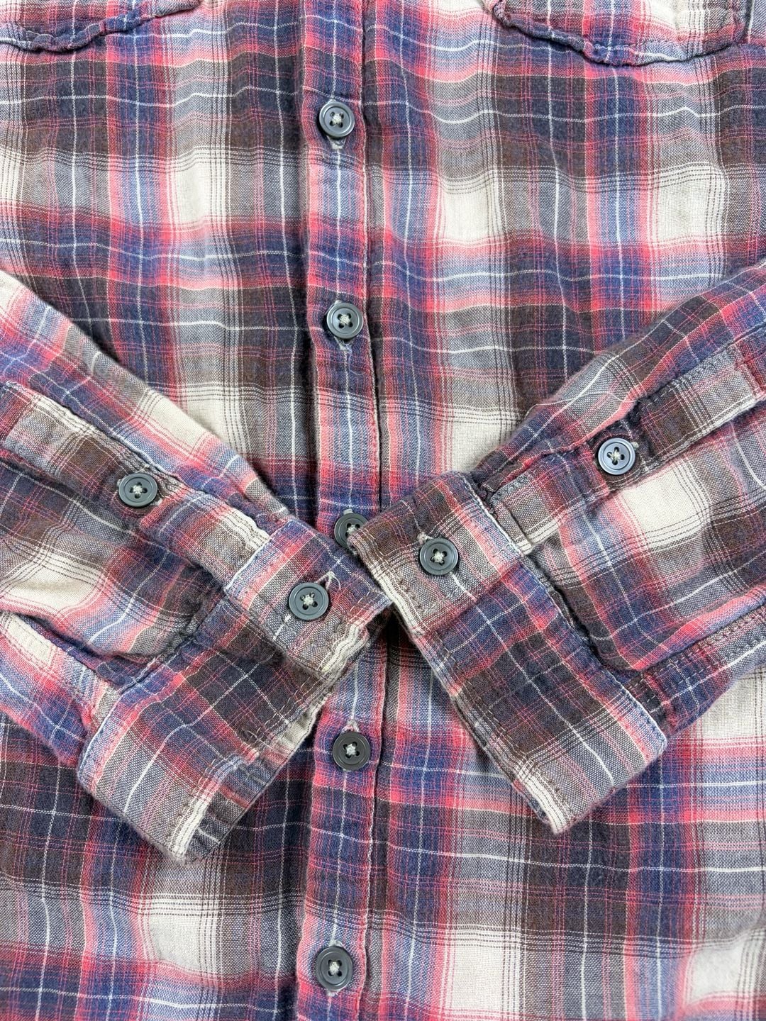 Diesel Plaid Button Down Long Sleeve Shirt Red Blue Cotton Size M (OF) 5