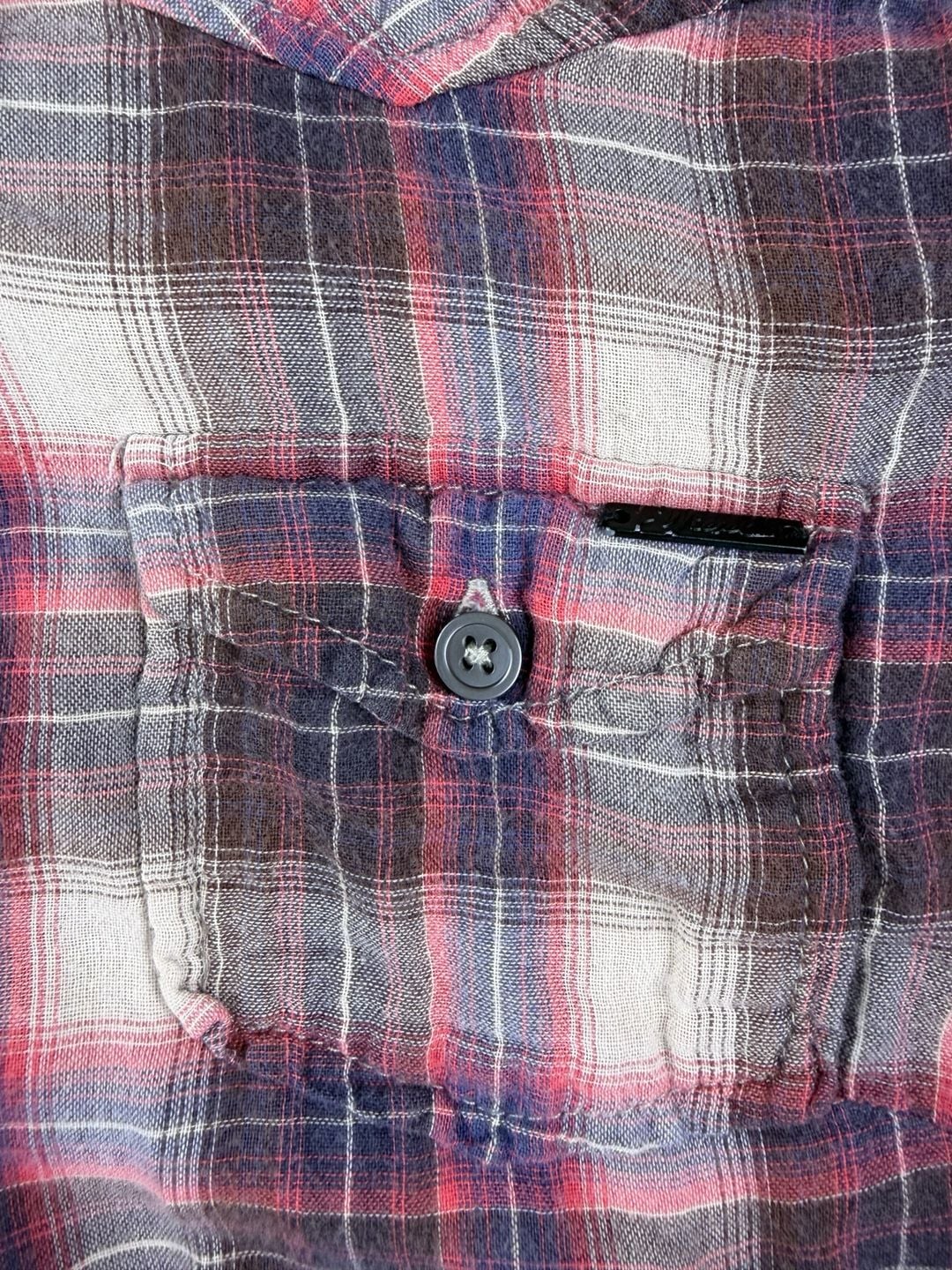 Diesel Plaid Button Down Long Sleeve Shirt Red Blue Cotton Size M (OF) 6