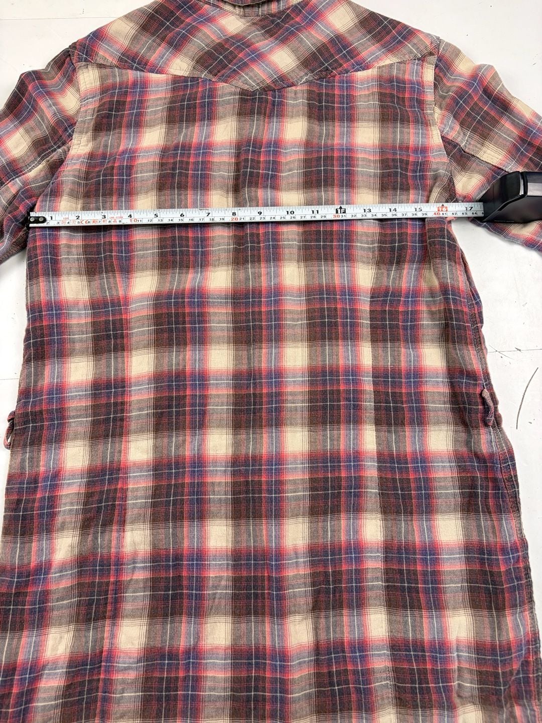 Diesel Plaid Button Down Long Sleeve Shirt Red Blue Cotton Size M (OF) 7
