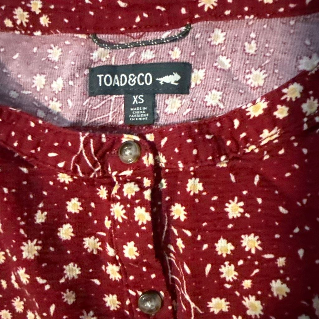 Toad&Co Long Sleeve Blouse Size XS Red Floral 2