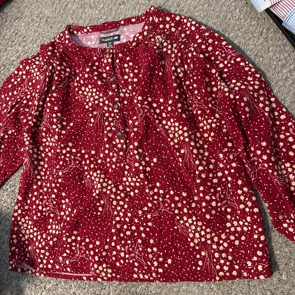 Toad&Co Long Sleeve Blouse Size XS Red Floral 3
