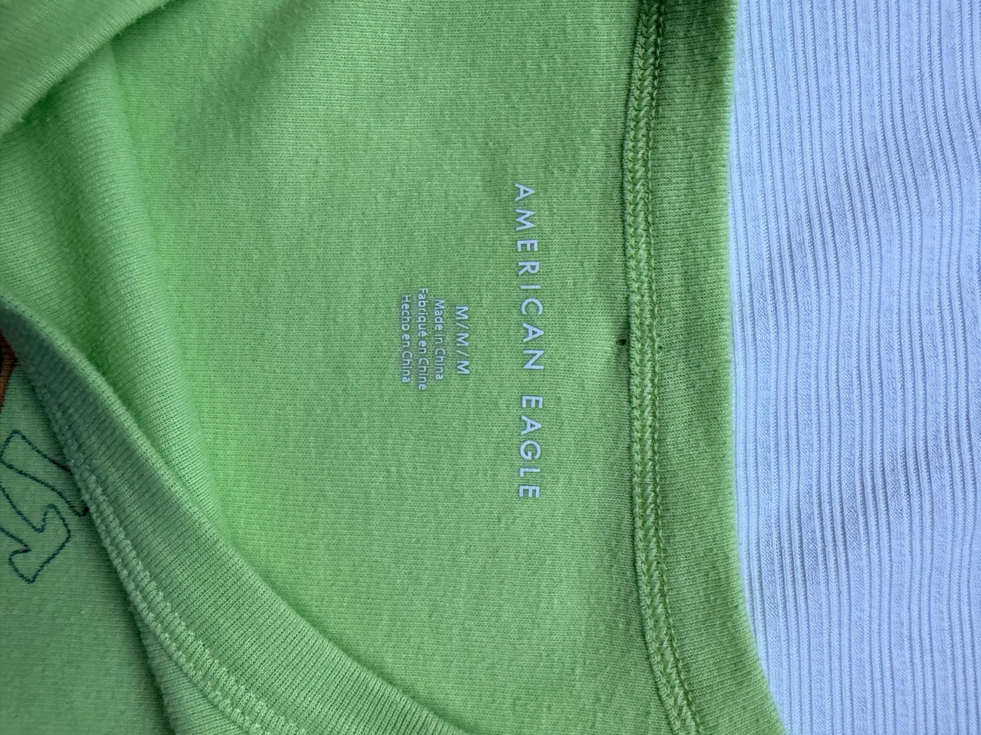 American Eagle Green Ribbed Turtle Baby Tee Size M Y2K Crop Top 4