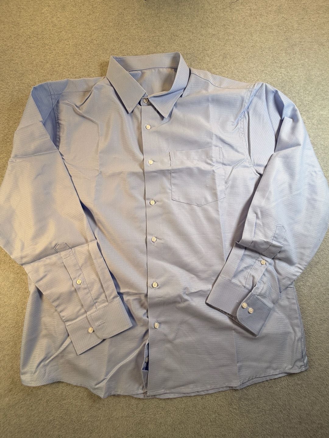 Mens Long Sleeve Dress Shirt Light Blue Geometric Textured 2