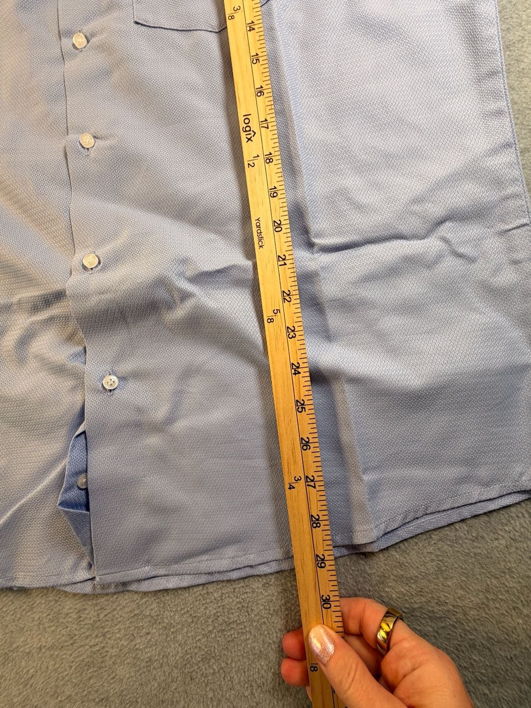 Mens Long Sleeve Dress Shirt Light Blue Geometric Textured 4