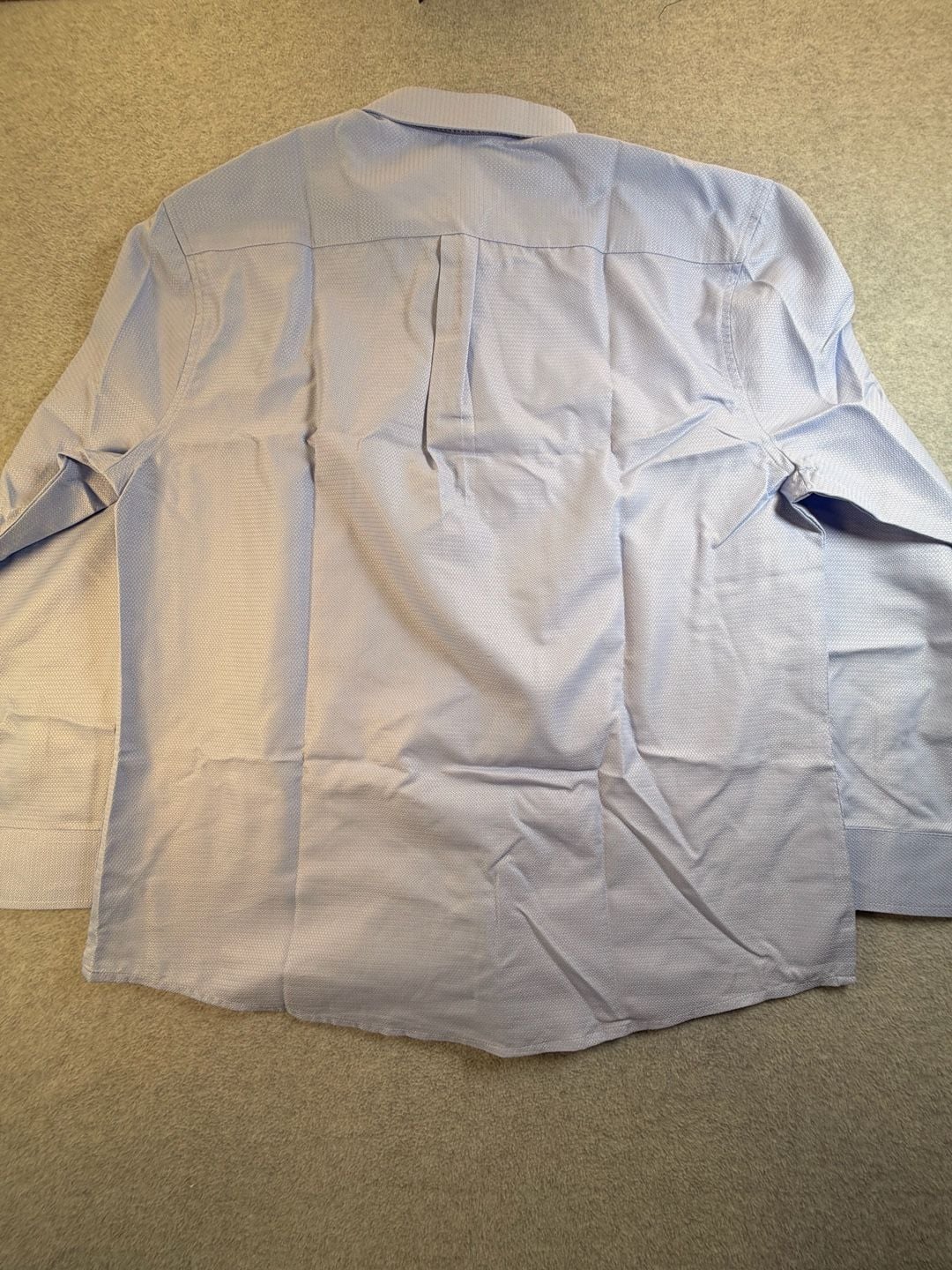 Mens Long Sleeve Dress Shirt Light Blue Geometric Textured 6
