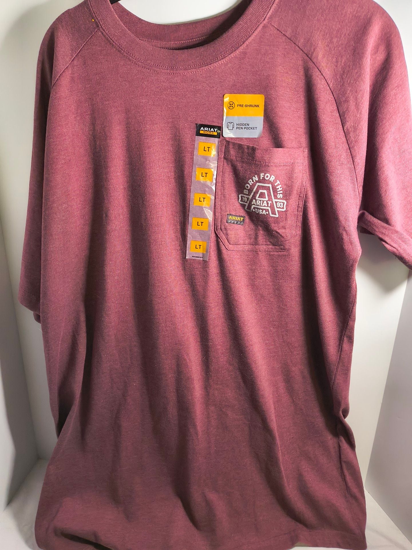 Ariat T-Shirt Size LT Burgundy Pocket Tee 2