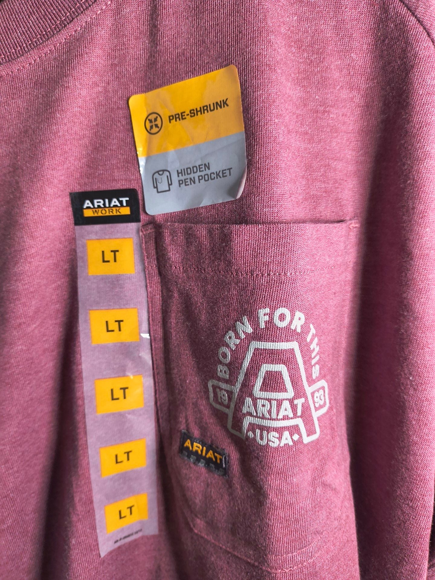 Ariat T-Shirt Size LT Burgundy Pocket Tee 4