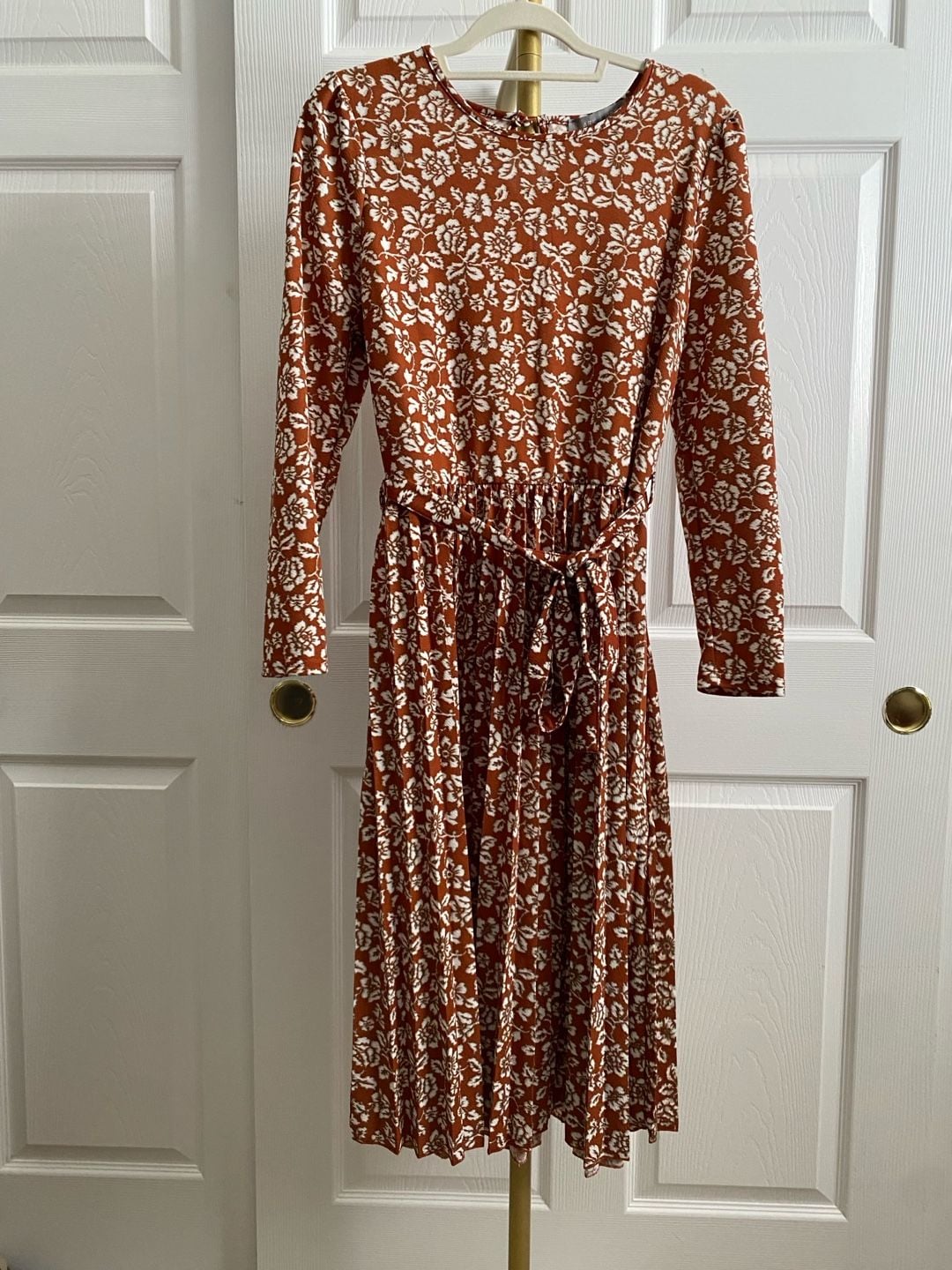 Lark + Grey Mocha Brown Floral Long Sleeve Maxi Dress size XL 3