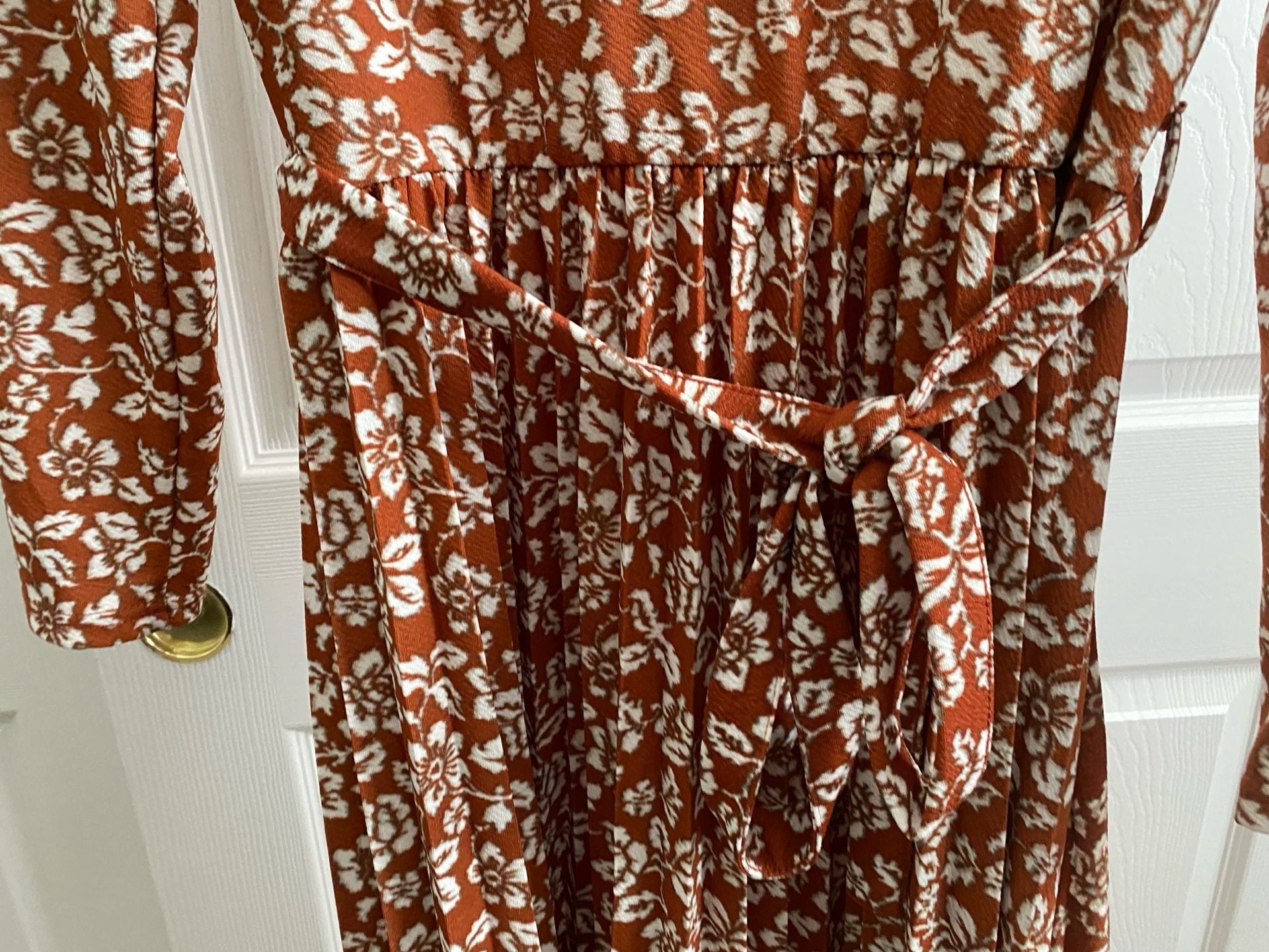 Lark + Grey Mocha Brown Floral Long Sleeve Maxi Dress size XL 5