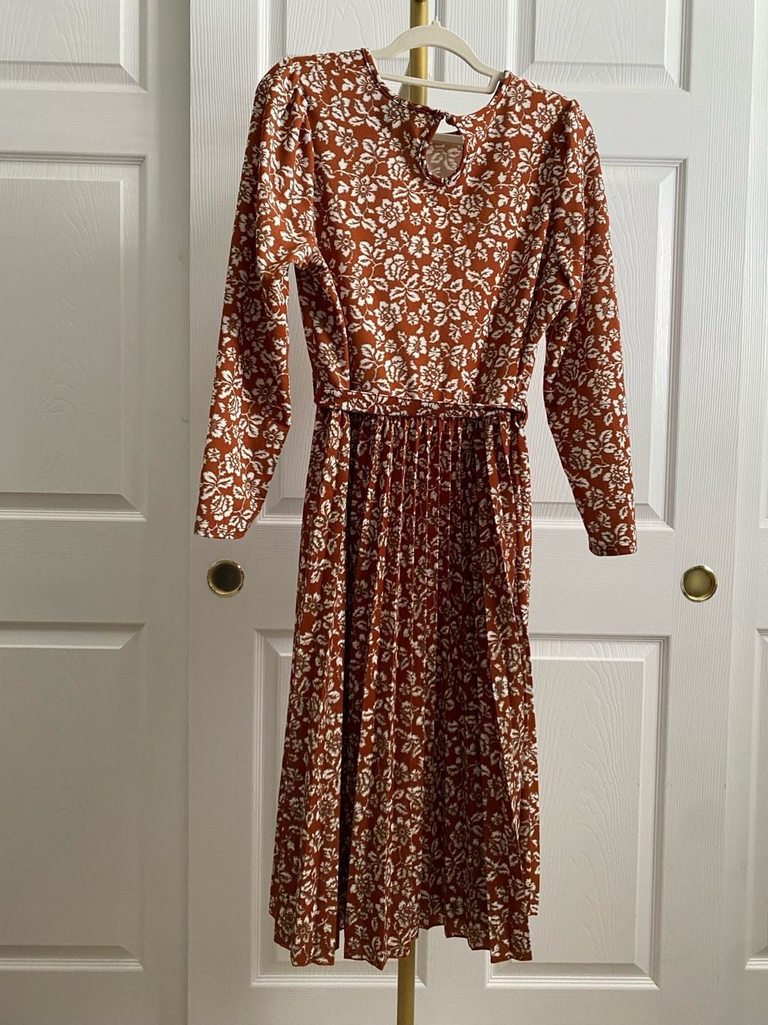 Lark + Grey Mocha Brown Floral Long Sleeve Maxi Dress size XL 6