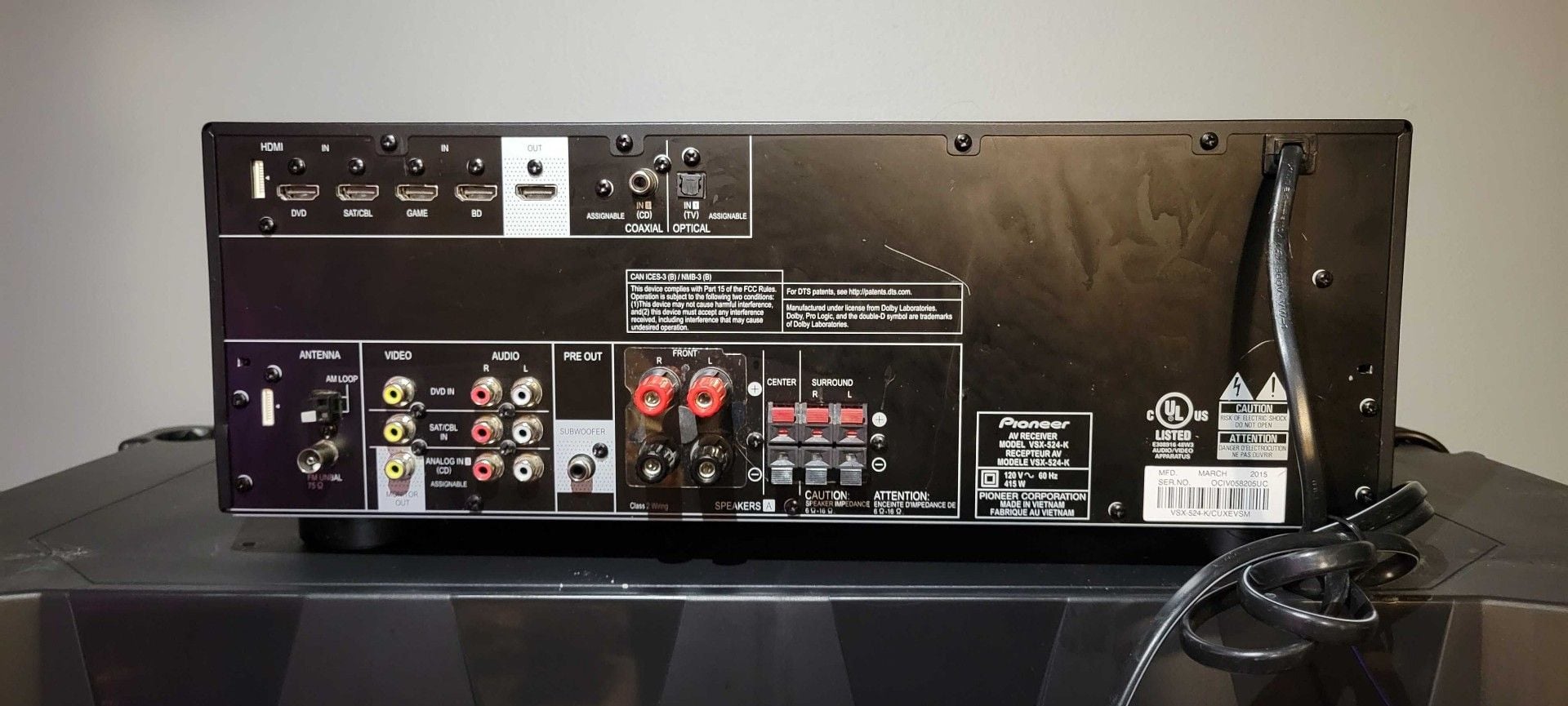 Pioneer AV Receiver VSX-524-K 9