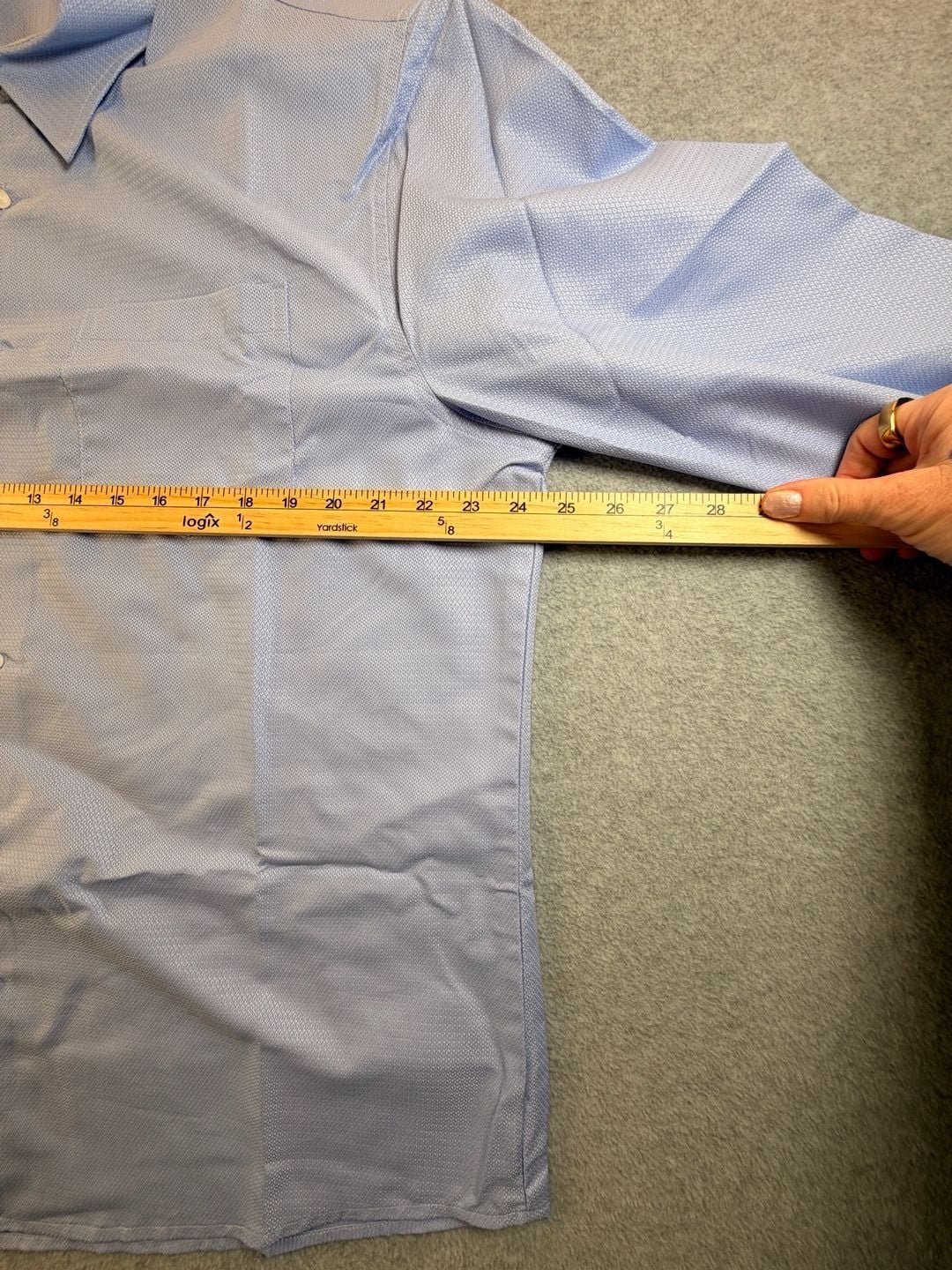 Mens Long Sleeve Dress Shirt Light Blue Geometric Textured 3