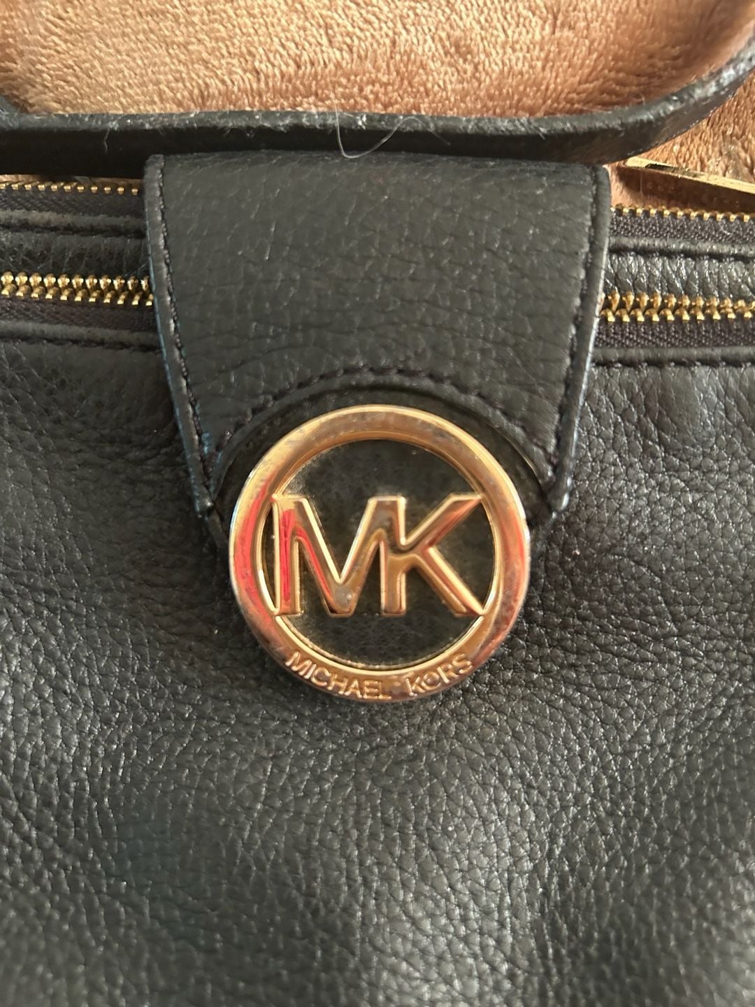 Michael Kors Black Leather Crossbody Bag Gold Hardware 3