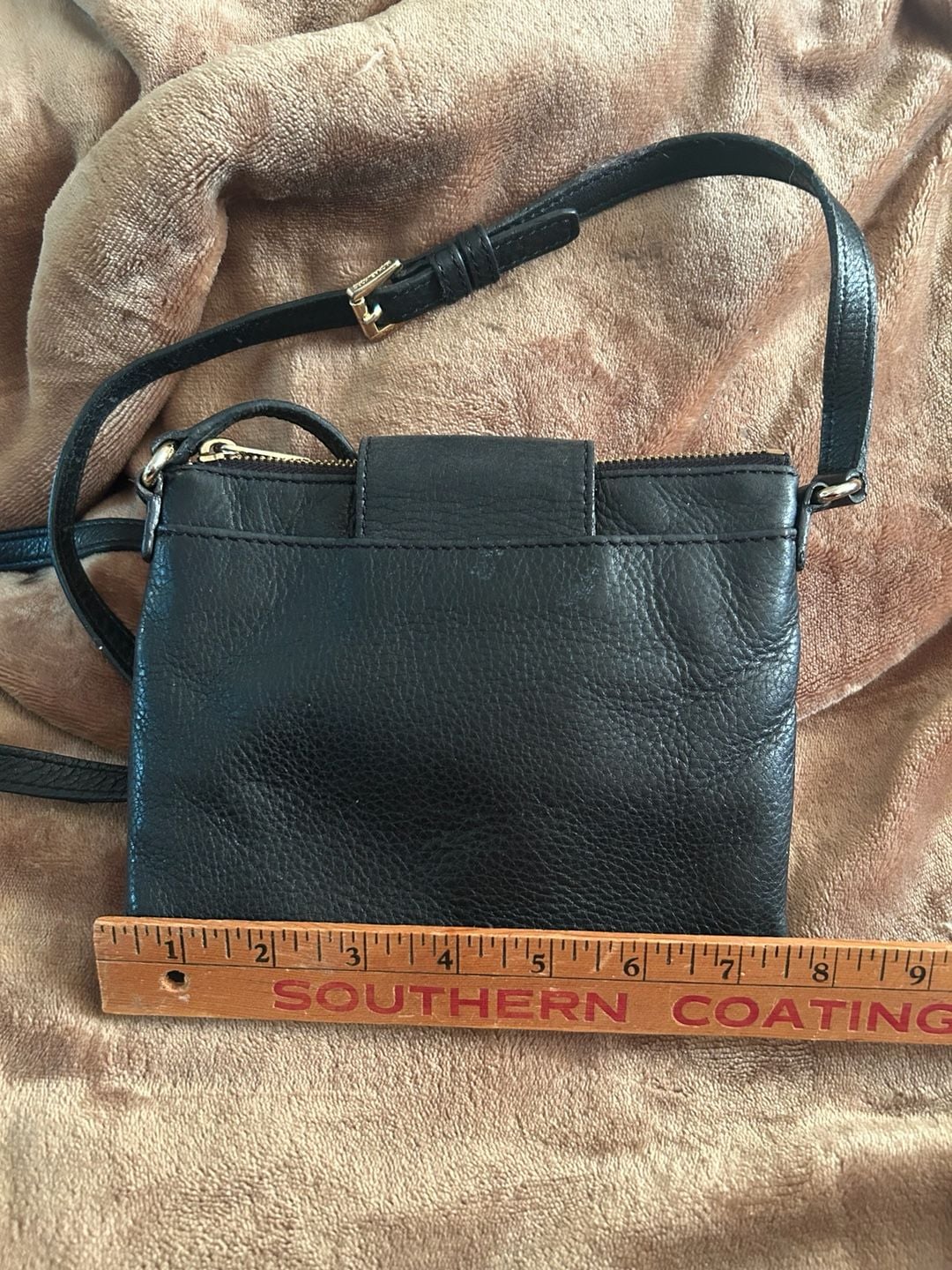 Michael Kors Black Leather Crossbody Bag Gold Hardware 5