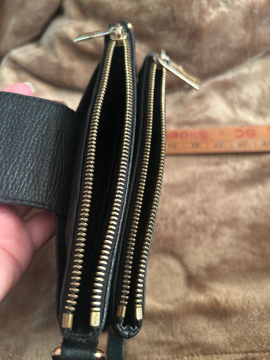 Michael Kors Black Leather Crossbody Bag Gold Hardware 6