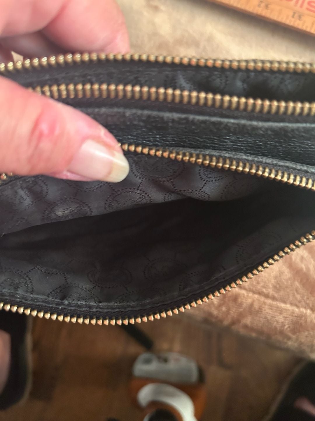 Michael Kors Black Leather Crossbody Bag Gold Hardware 9