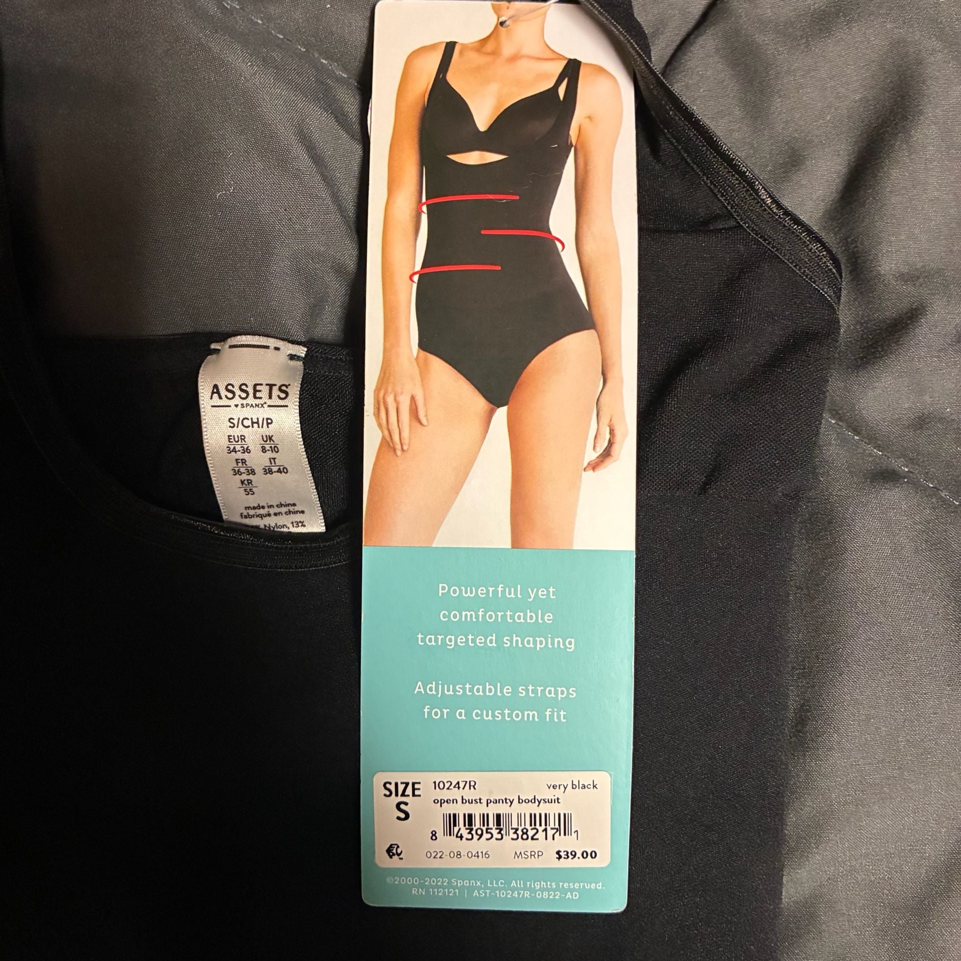 Assets by Spanx Open-Bust Panty Bodysuit Size S Very Black 7