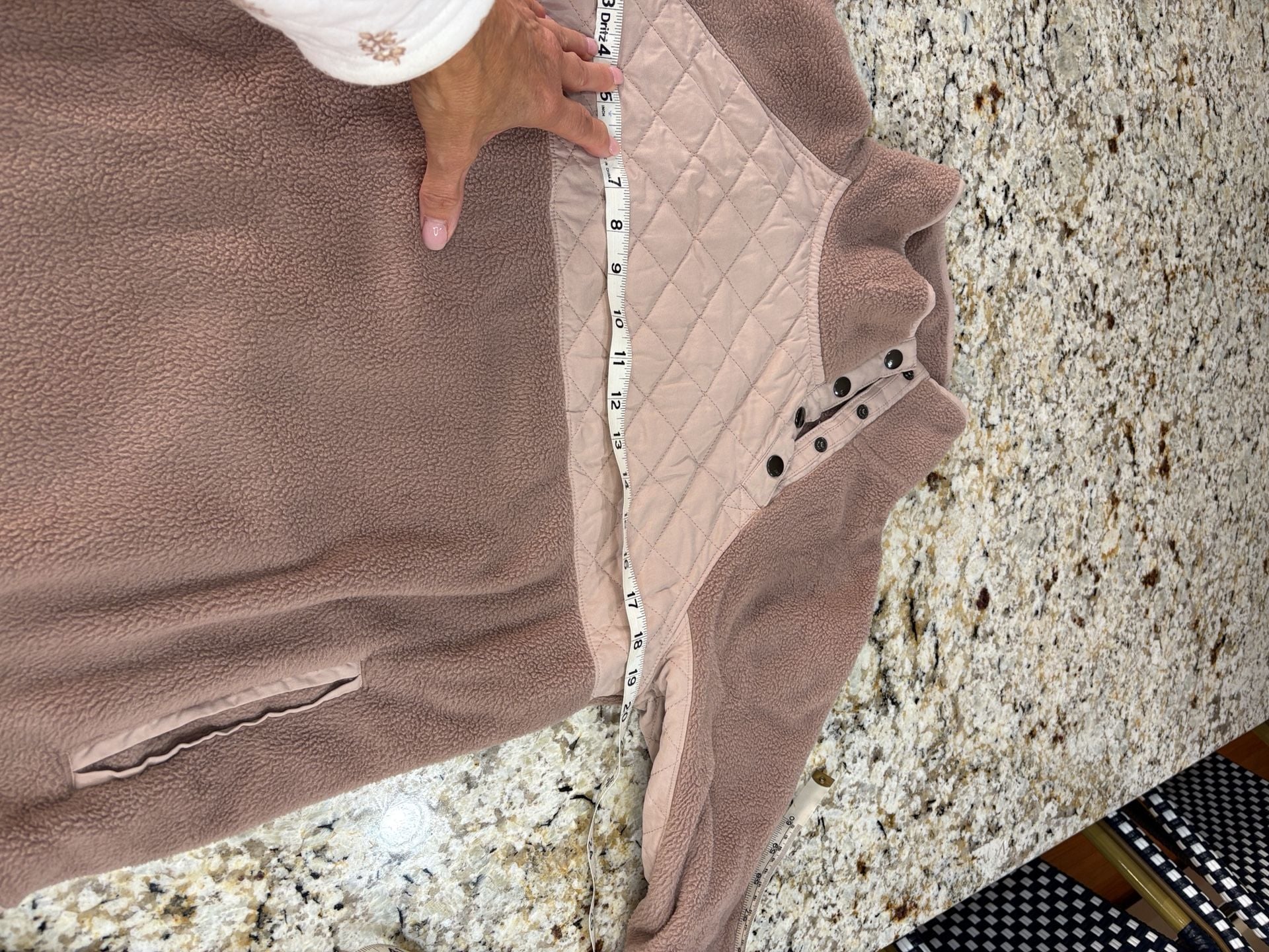 Abercrombie & Fitch Quilted Fleece Pullover Size M Pink Snap Neck Sweatshirt 3