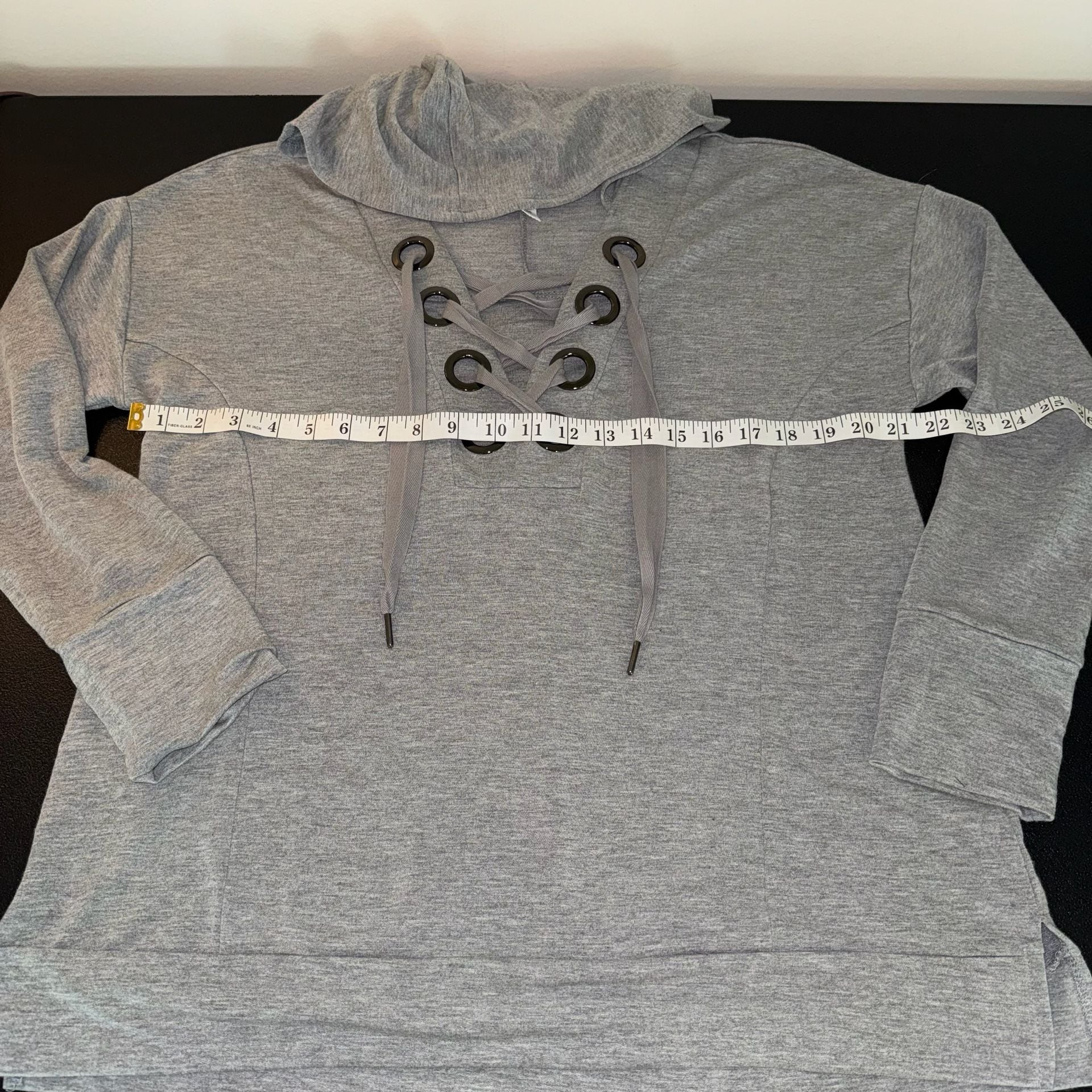 Cable & Gauge Lace-Up Hoodie Size L Gray 5