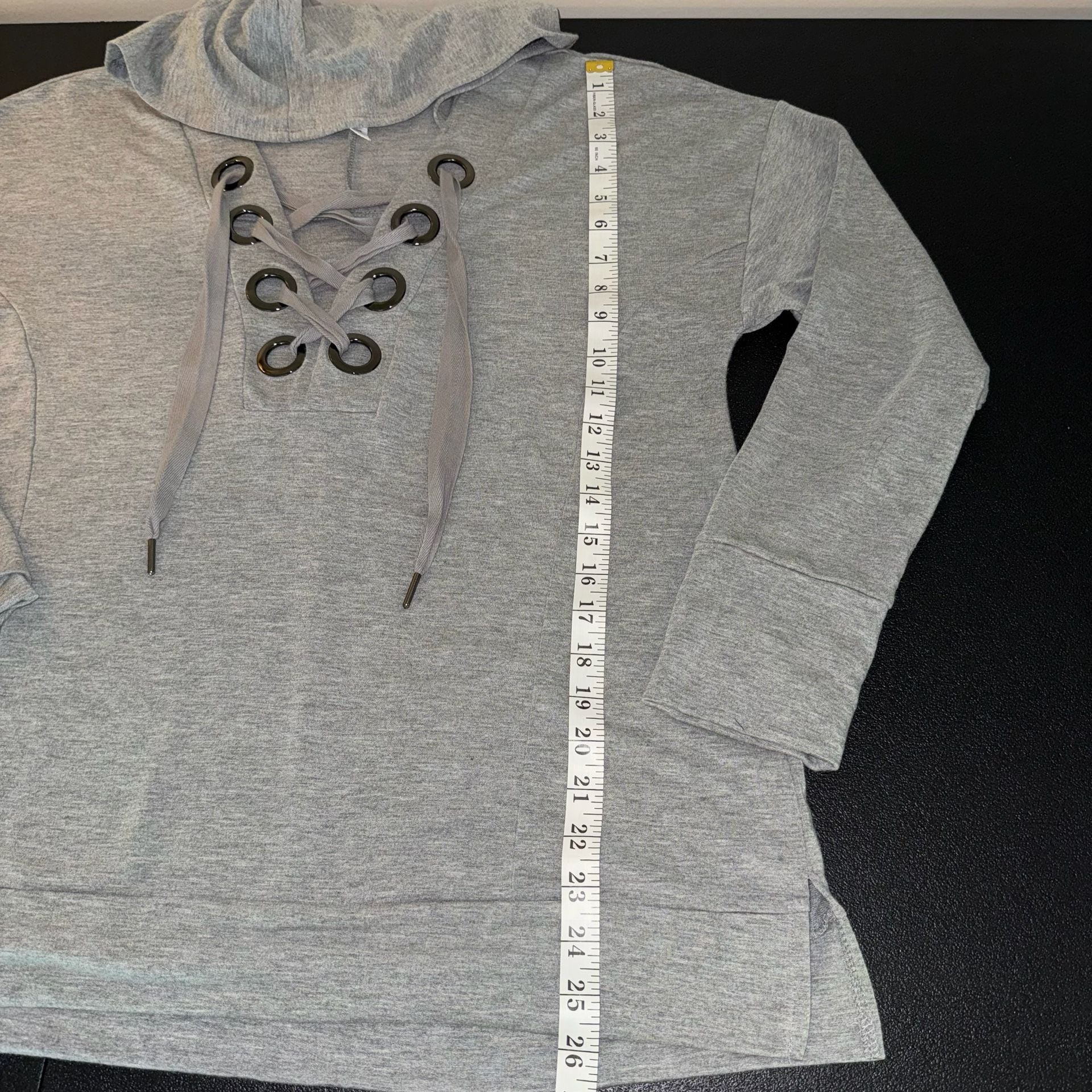 Cable & Gauge Lace-Up Hoodie Size L Gray 6