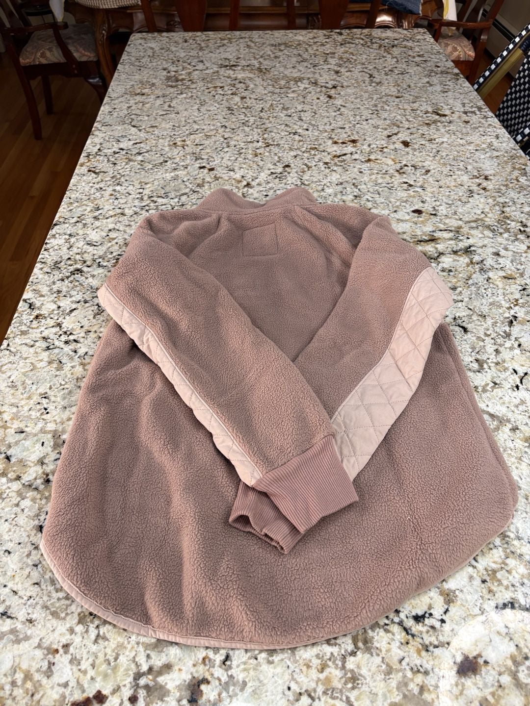 Abercrombie & Fitch Quilted Fleece Pullover Size M Pink Snap Neck Sweatshirt 5
