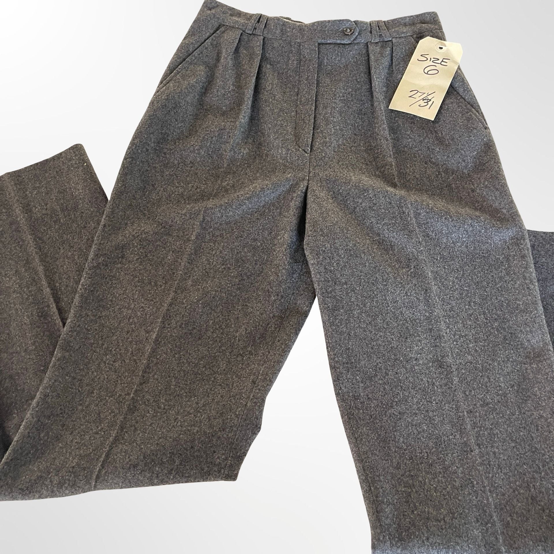 Alan Austin Co. Pleated Wool Pants Size 6 Gray Made in France 5