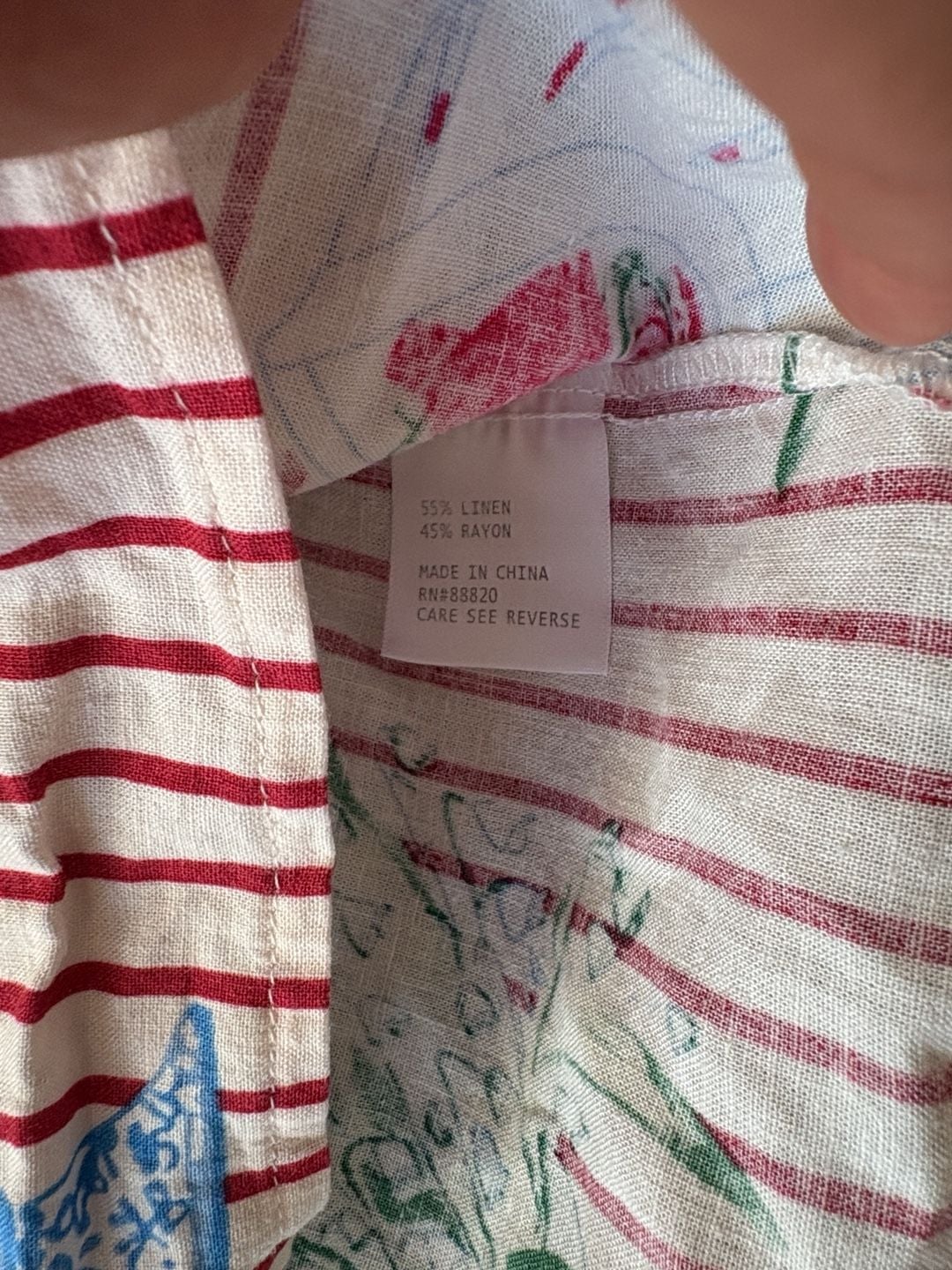 Calypso St Barth Tank Top Size S Red Stripe Fruit Print Linen Rayon 4