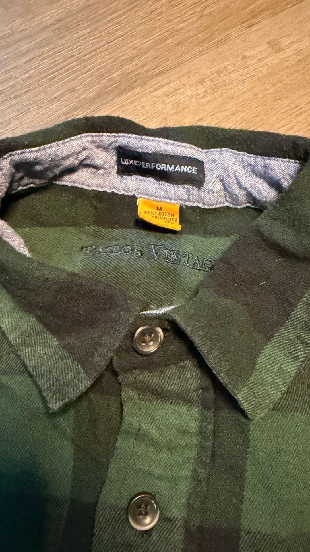 Tailor Vintage Flannel Button Up Shirt Size M Green Black Buffalo Plaid 2