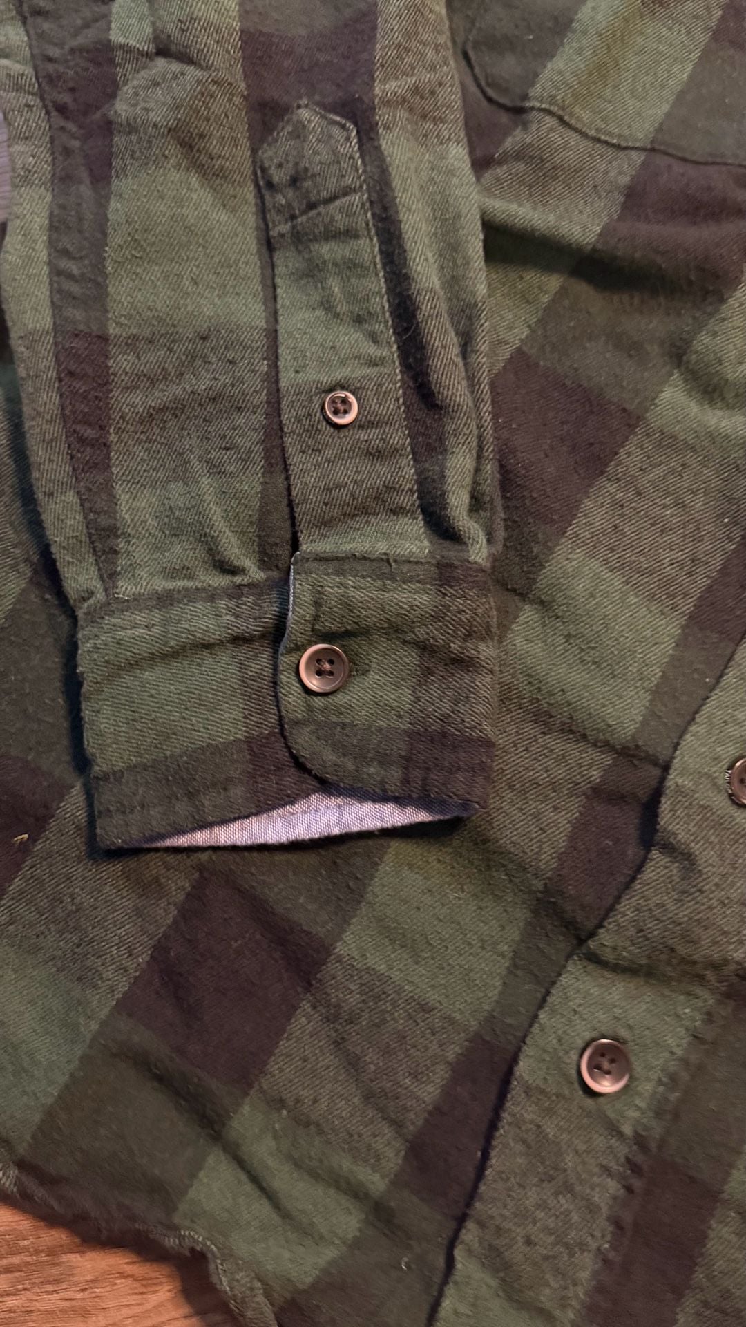 Tailor Vintage Flannel Button Up Shirt Size M Green Black Buffalo Plaid 3