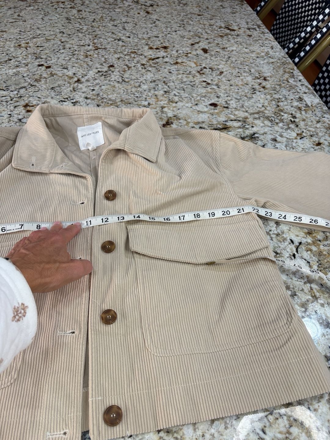 Avec Les Filles Corduroy Jacket Size M Beige Button Up Shacket 6
