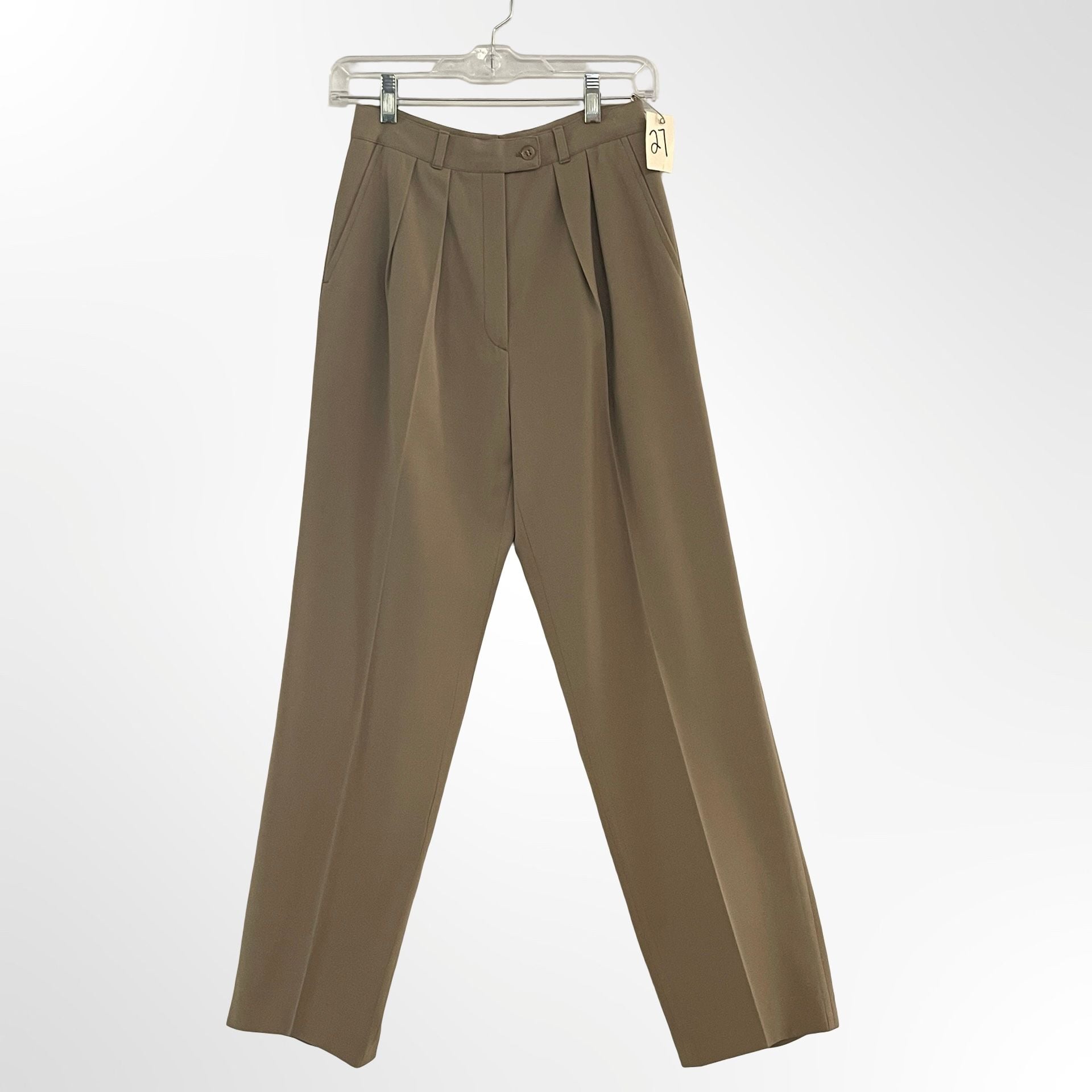 Paolo Fabiano Wool Dress Pants -Taupe Pleated Made in Italy 3