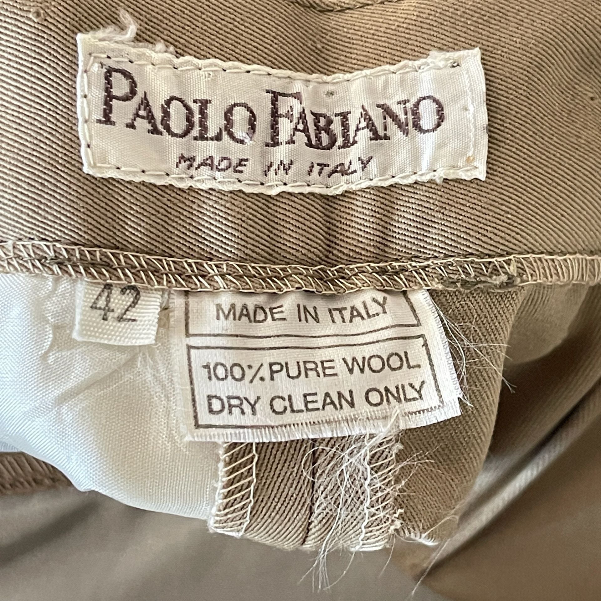 Paolo Fabiano Wool Dress Pants -Taupe Pleated Made in Italy 6