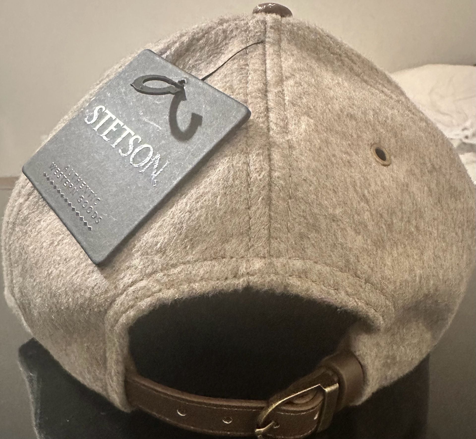 Stetson Felt Ball Cap Brown Leather Strapback Hat 2