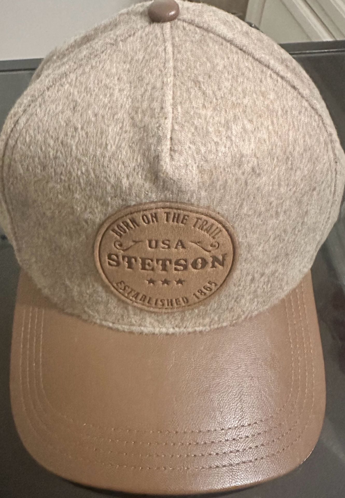 Stetson Felt Ball Cap Brown Leather Strapback Hat 4