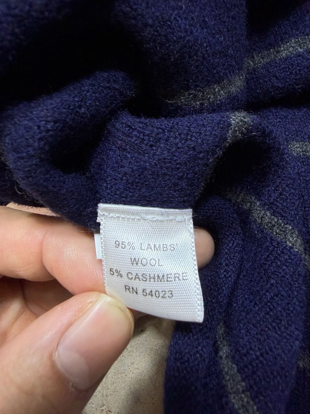 Banana Republic Polo Sweater Size L Blue Striped lambs wool/Cashmere 7