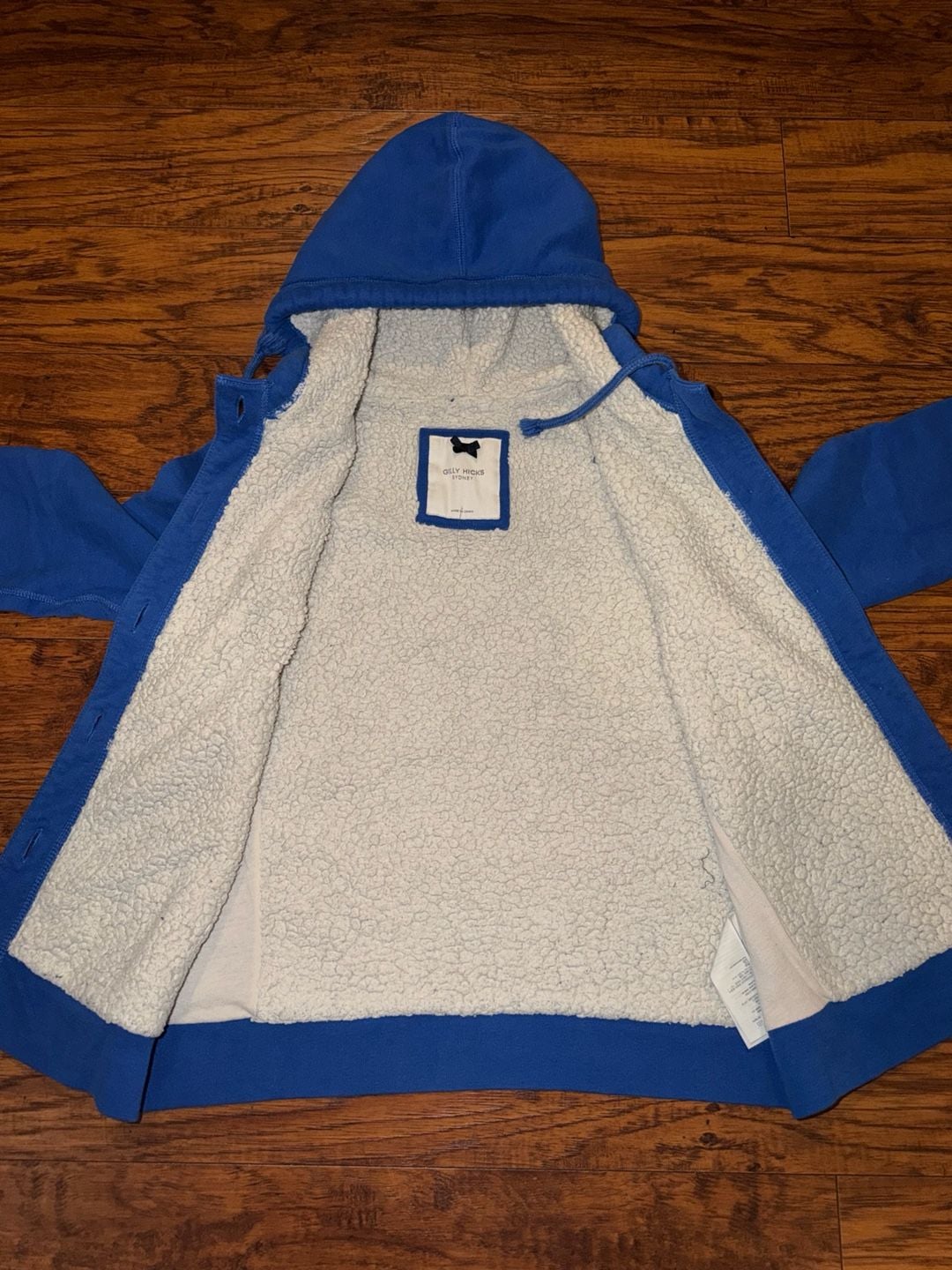 Y2K style Gilly Hicks 1932 Sherpa Lined Button Hoodie Blue 10