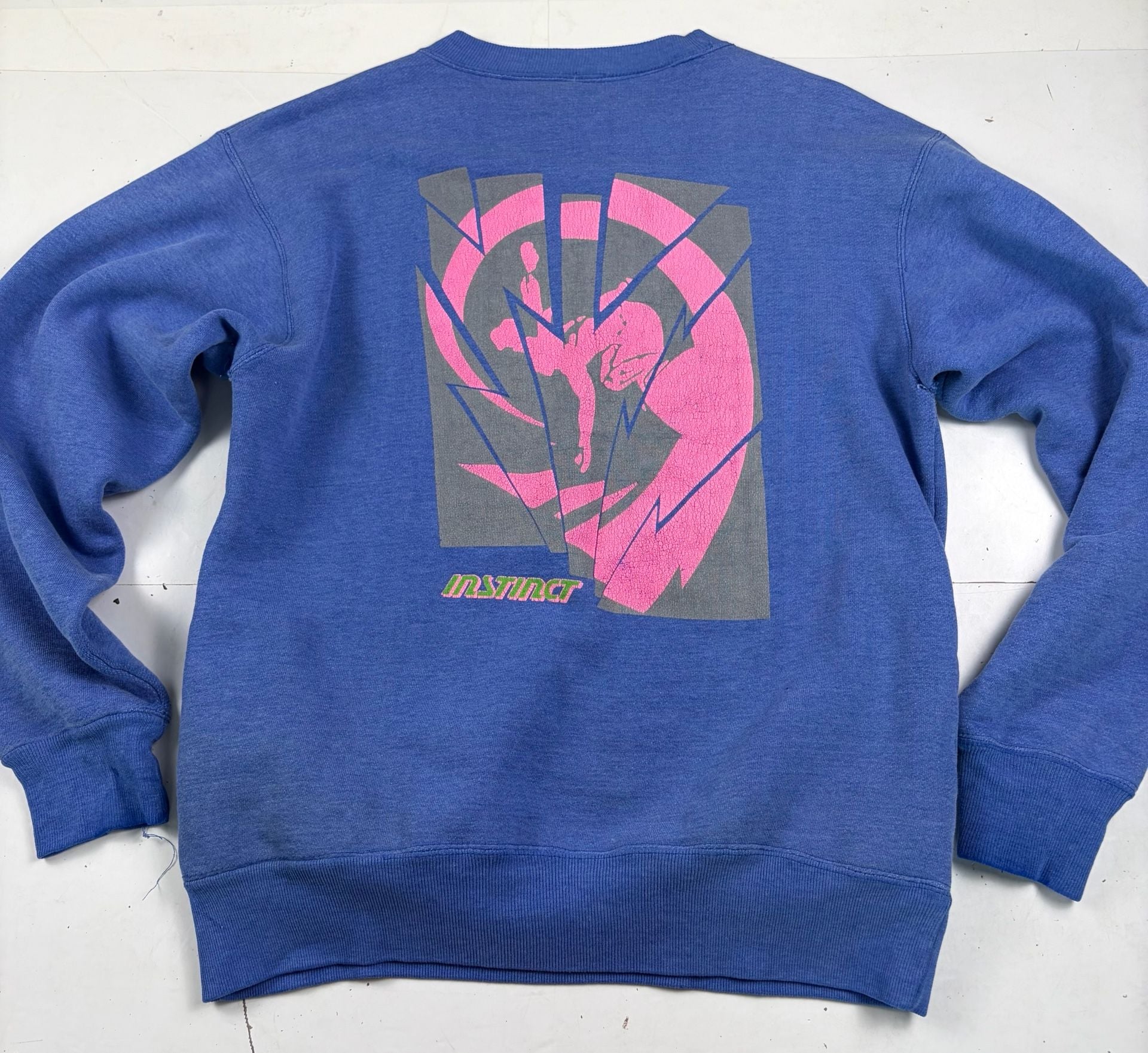 Instinct Vintage Graphic Sweatshirt Blue Size M (OF) *holes 11