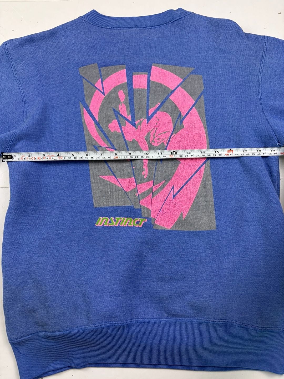 Instinct Vintage Graphic Sweatshirt Blue Size M (OF) *holes 18